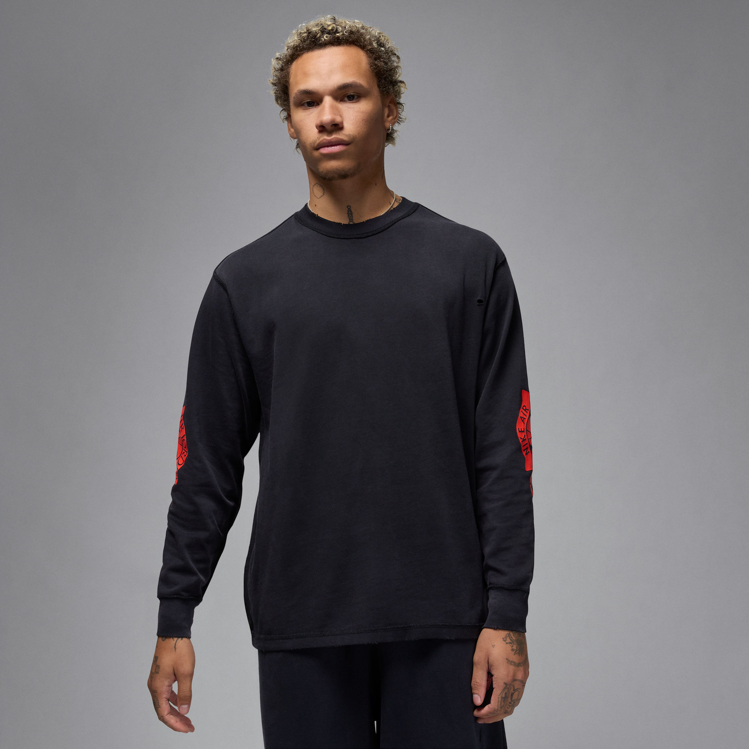 Jordan Rare Air Distressed Long Sleeve Graphic T-shirt In Black
