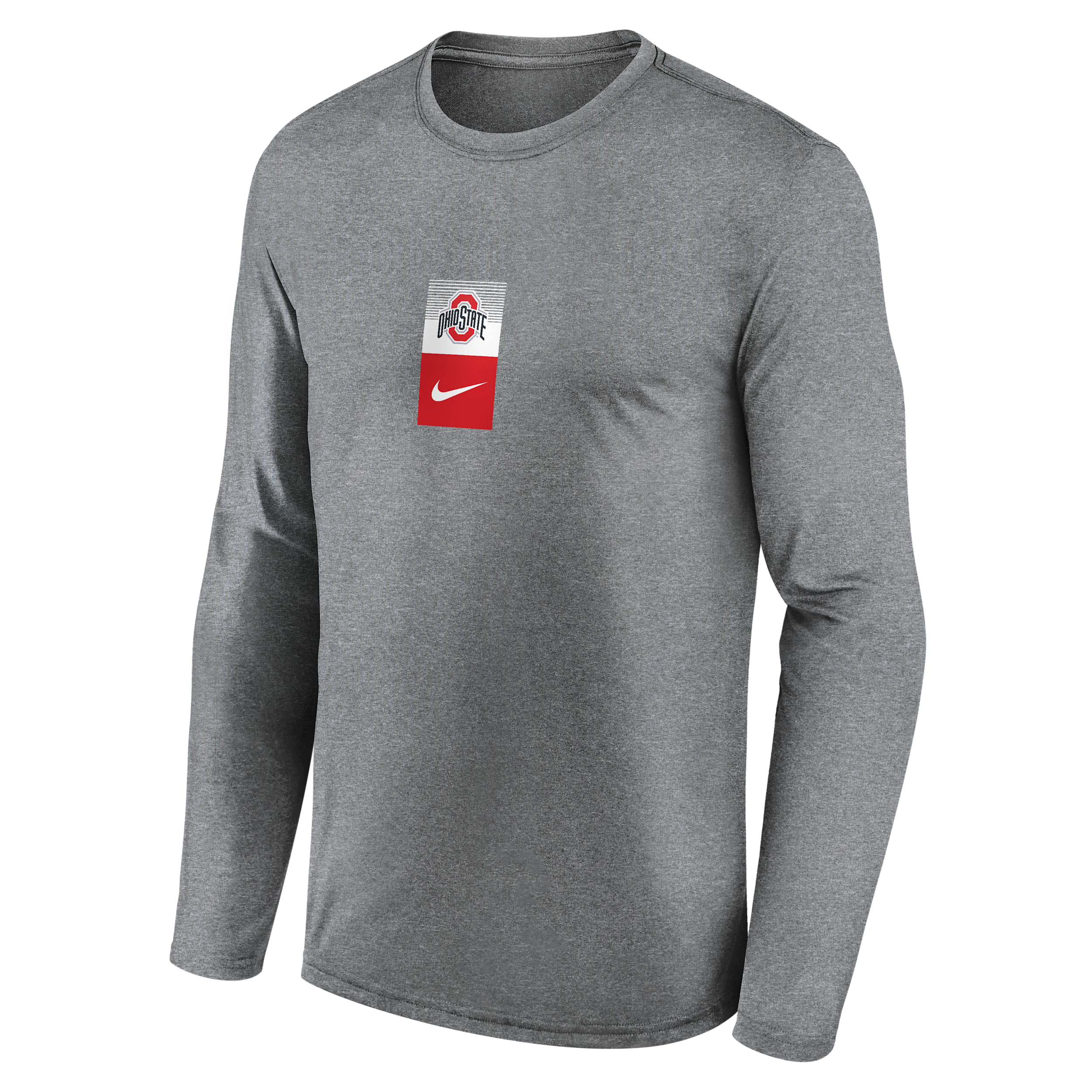 Nike Men's Heather Gray Ohio State Buckeyes Double Stack Legend Dri-fit Long Sleeve T-Shirt - Heather Gray