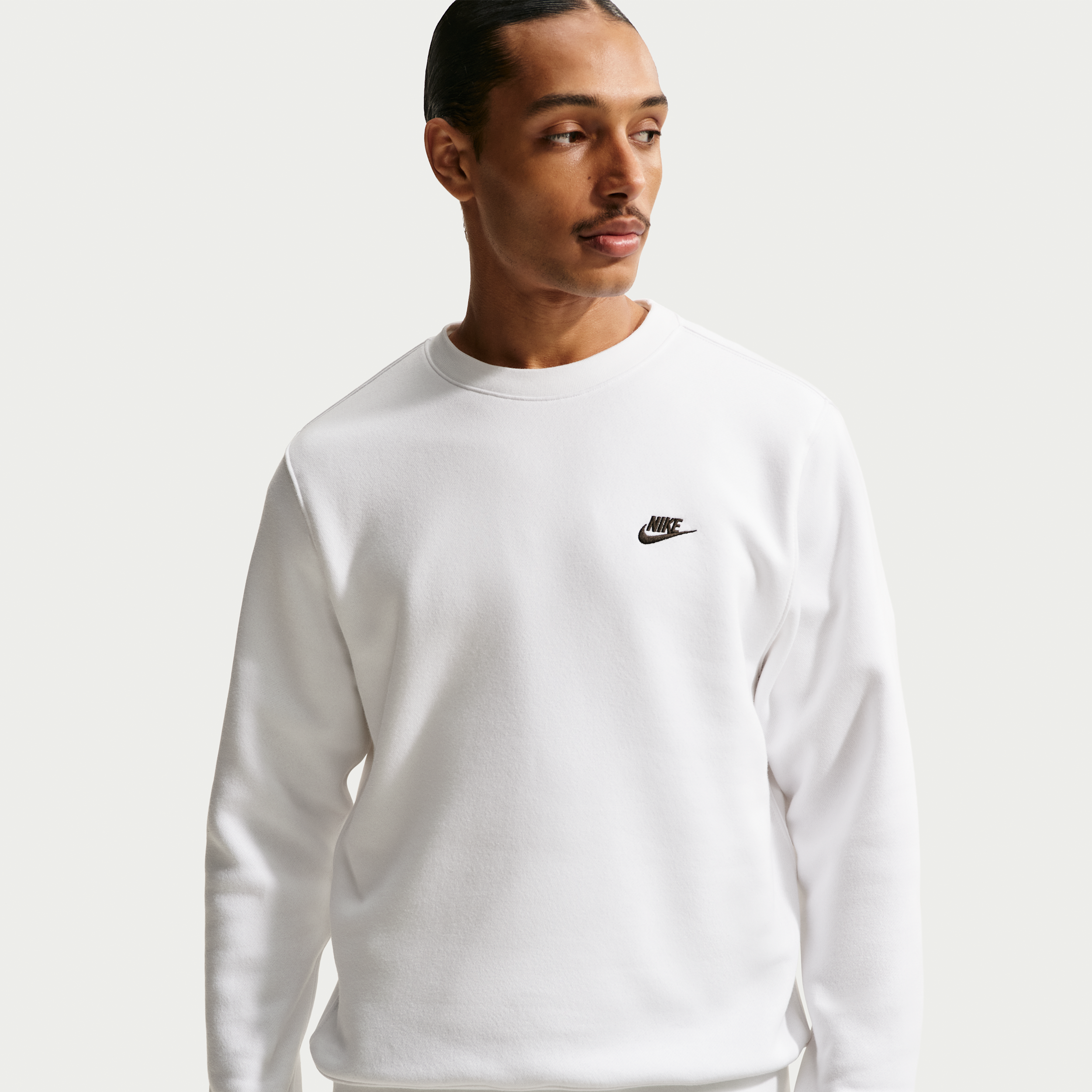 Nike Men's Club Fleece Crew in White | FN3886-100