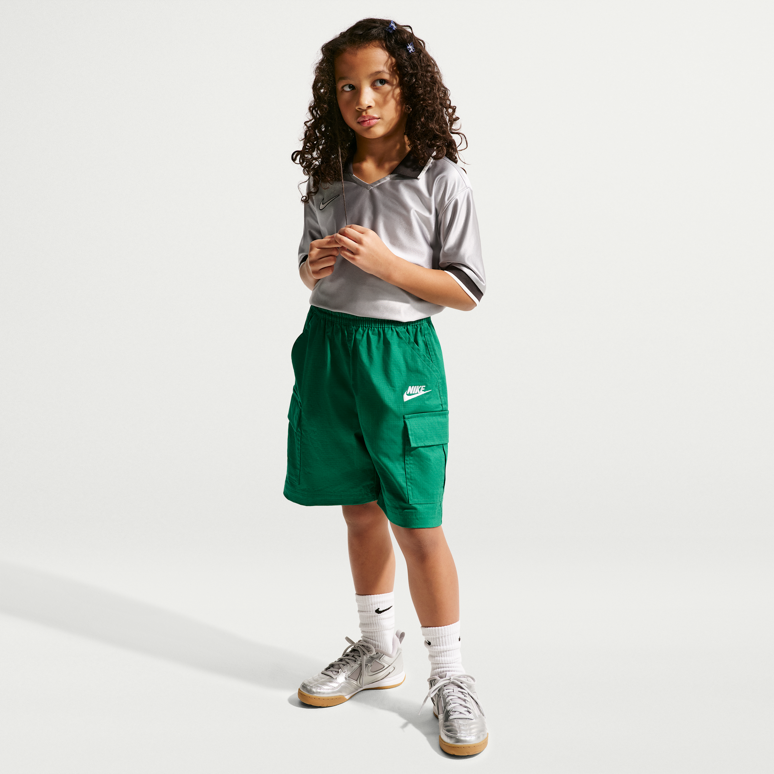 Nike Sportswear Club Big Kids' Woven Cargo Shorts in Green | IF2840-365