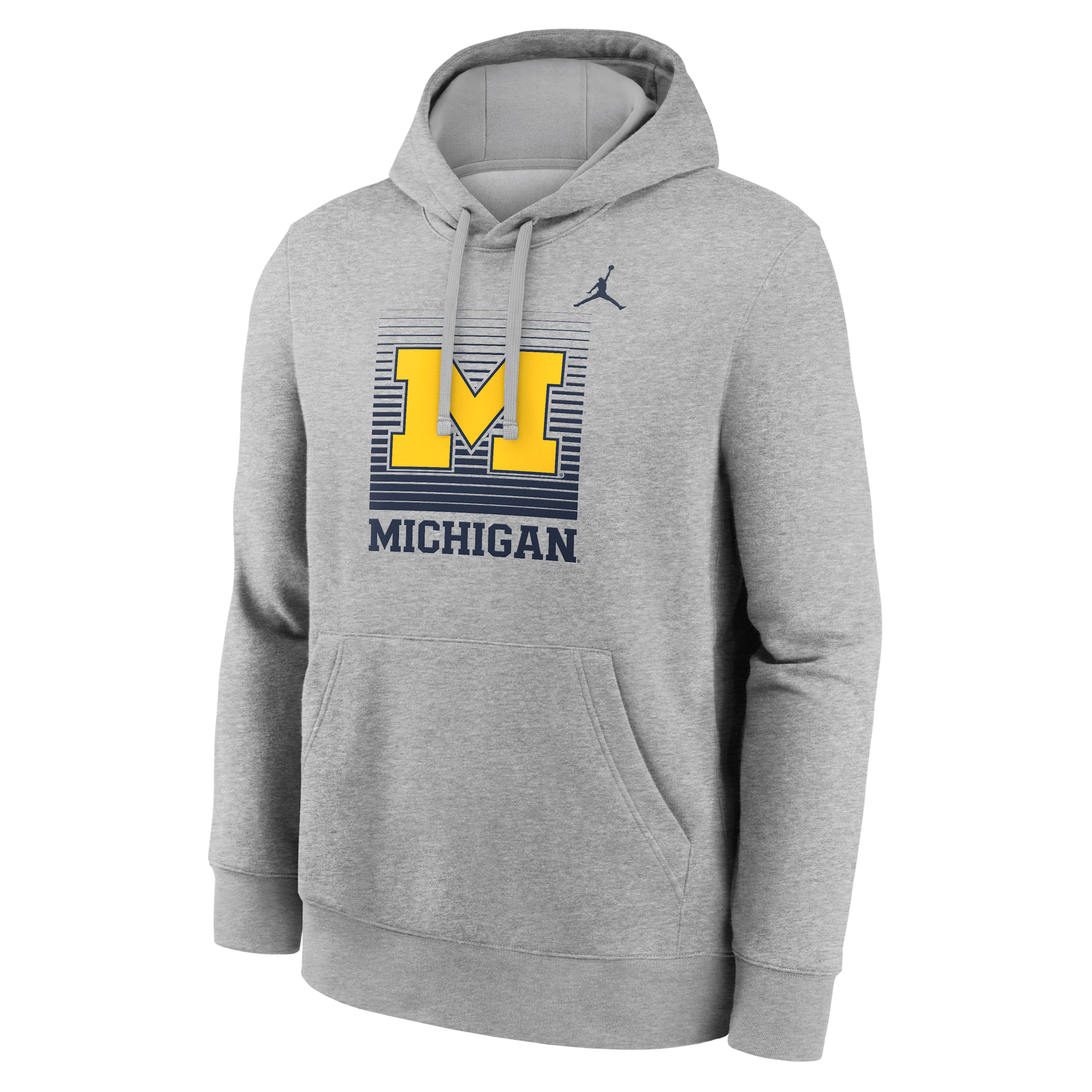 Jordan Men's Heather Gray Michigan Wolverines Primetime Gradient Square Club Hoodie - Heather Gray