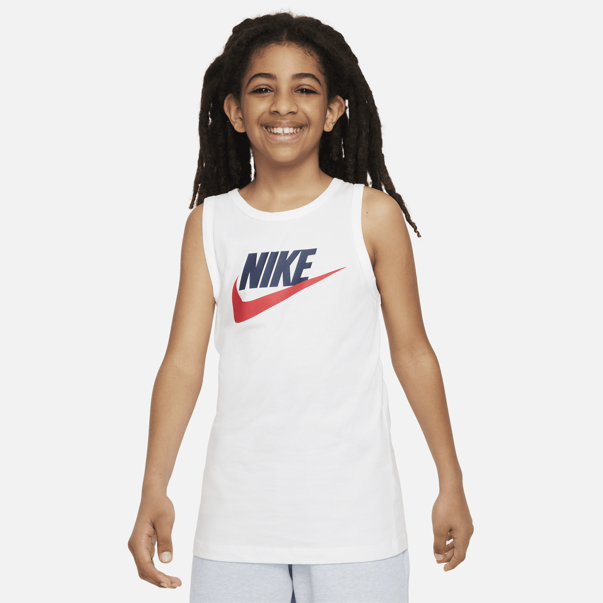 Shop Nike Sportswear Essential Big Kids' Tank Top In White