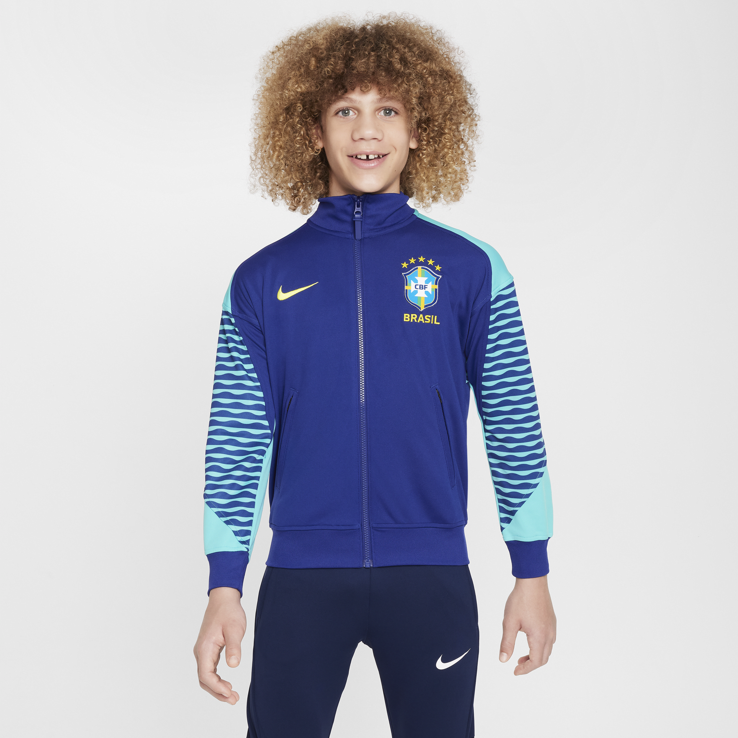 Nike Brazil Academy Pro Big Kids'  Dri-fit Soccer Jacket In Blue