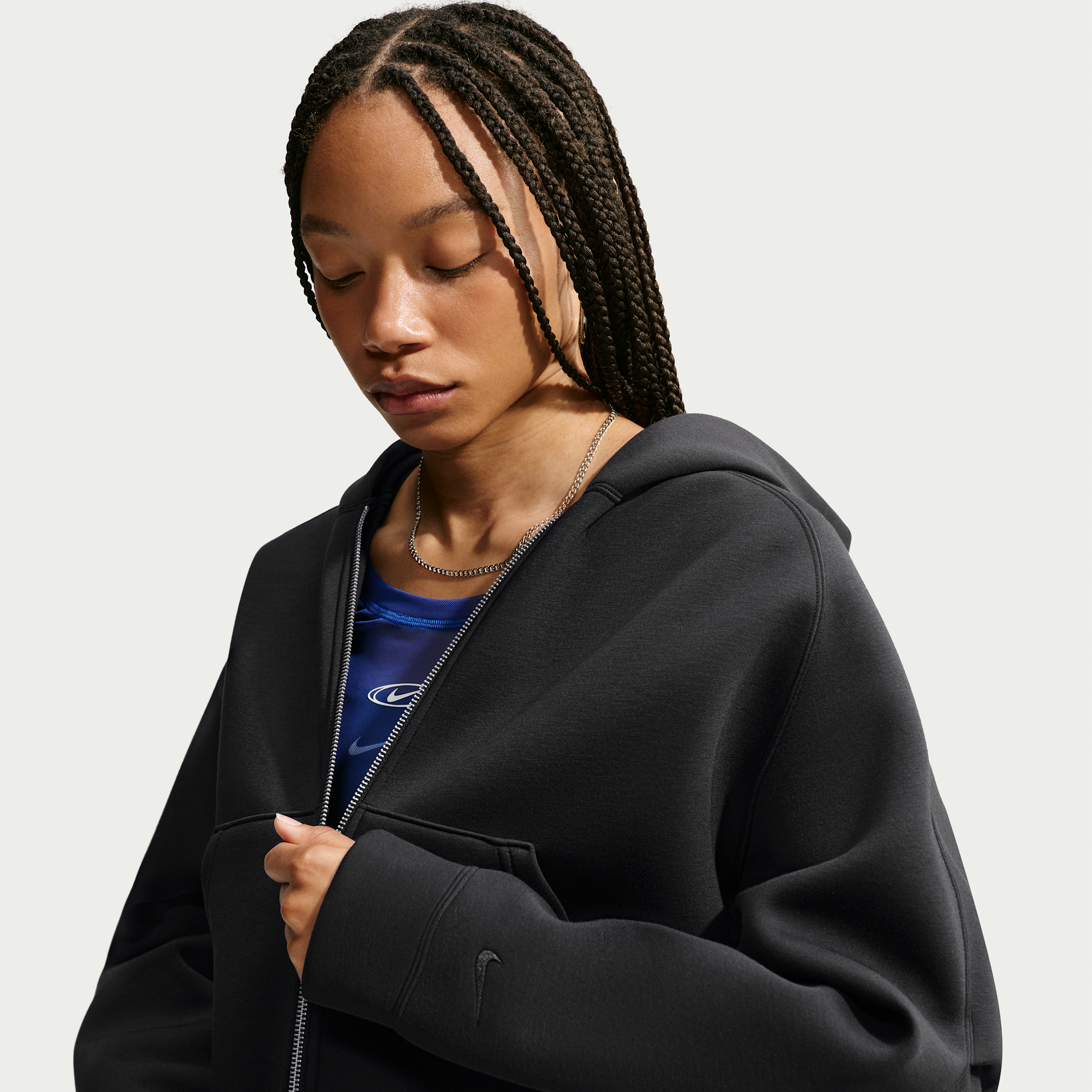 Nike Women's Article Fleece Oversized Full-Zip Hoodie in Black | IM8479-010