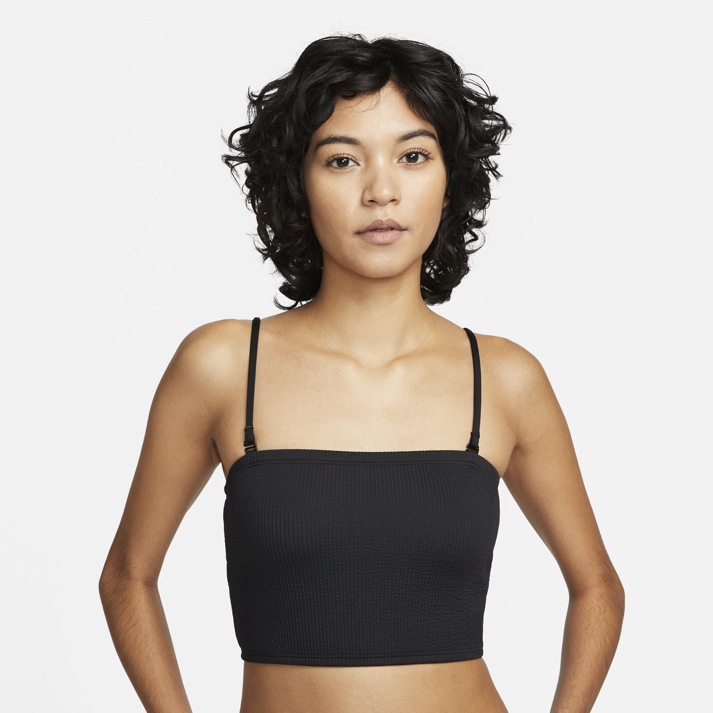 Nike Women's Bandeau Midkini Swim Top In Black