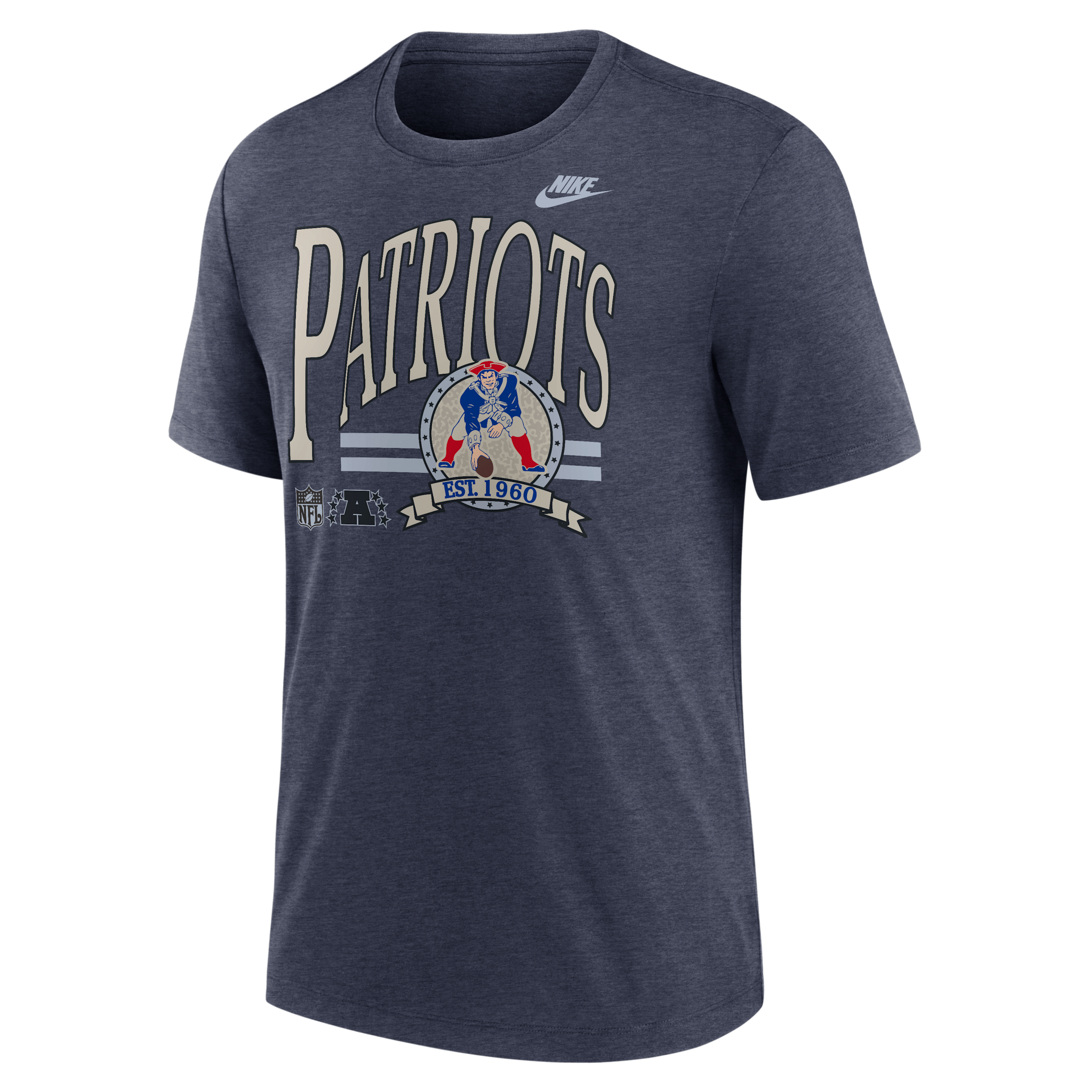 Nike Men's New England Patriots Rewind Tri-Blend Graphic T-Shirt - Heather Navy