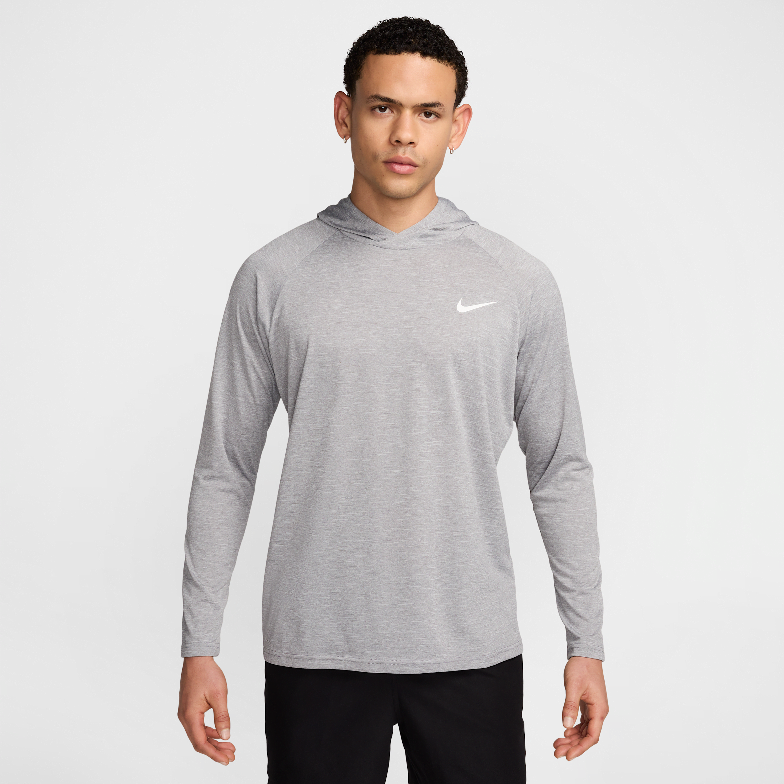 Nike Men's Swim Hydroguard Essential Dri-FIT UV Long Sleeve Hooded Top in Grey | NESSB669-090