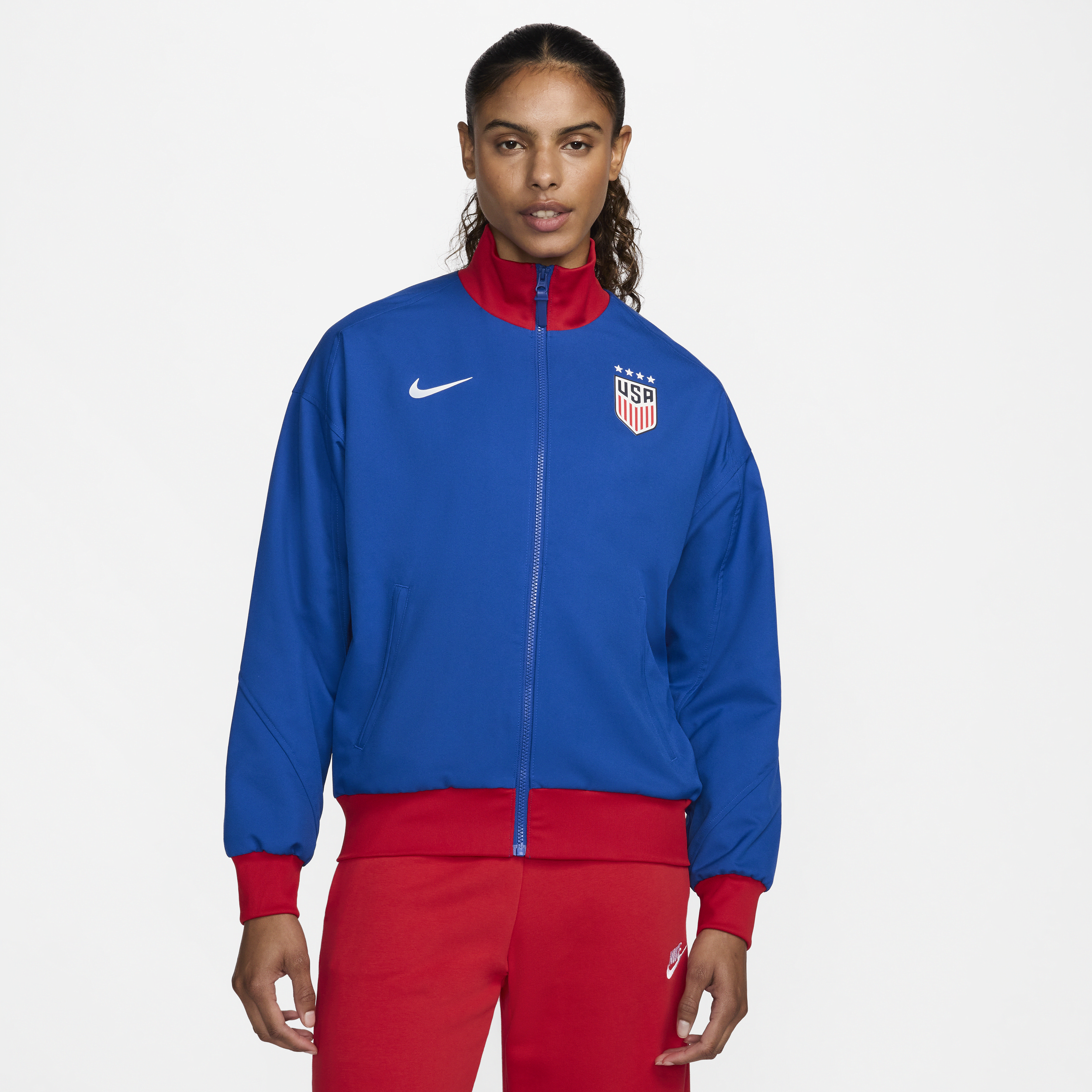 Shop Nike Usmnt Strike  Women's Dri-fit Soccer Jacket In Blue