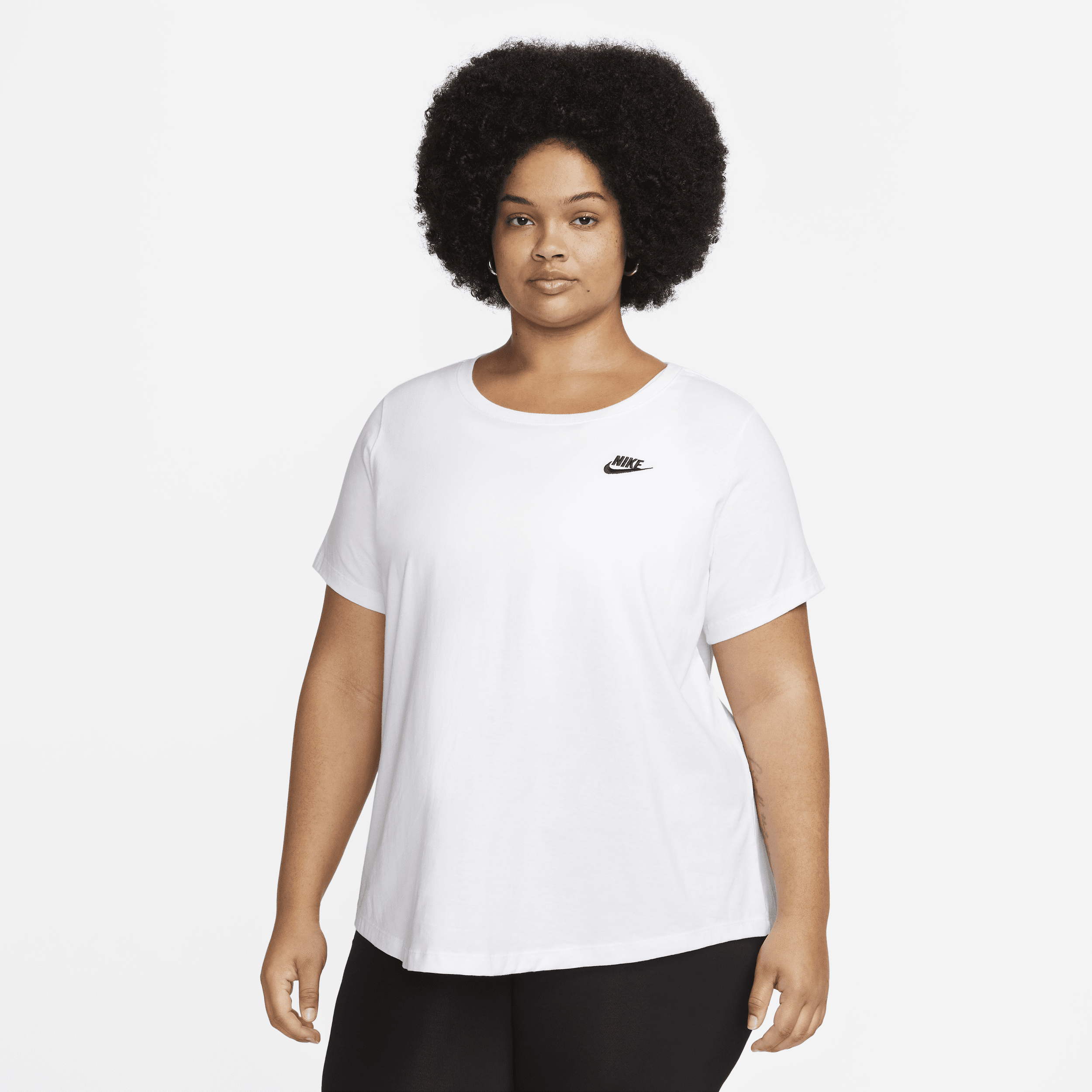 Women's Nike Sportswear Club Essentials T-Shirt (Plus Size) in White | FD0646-100
