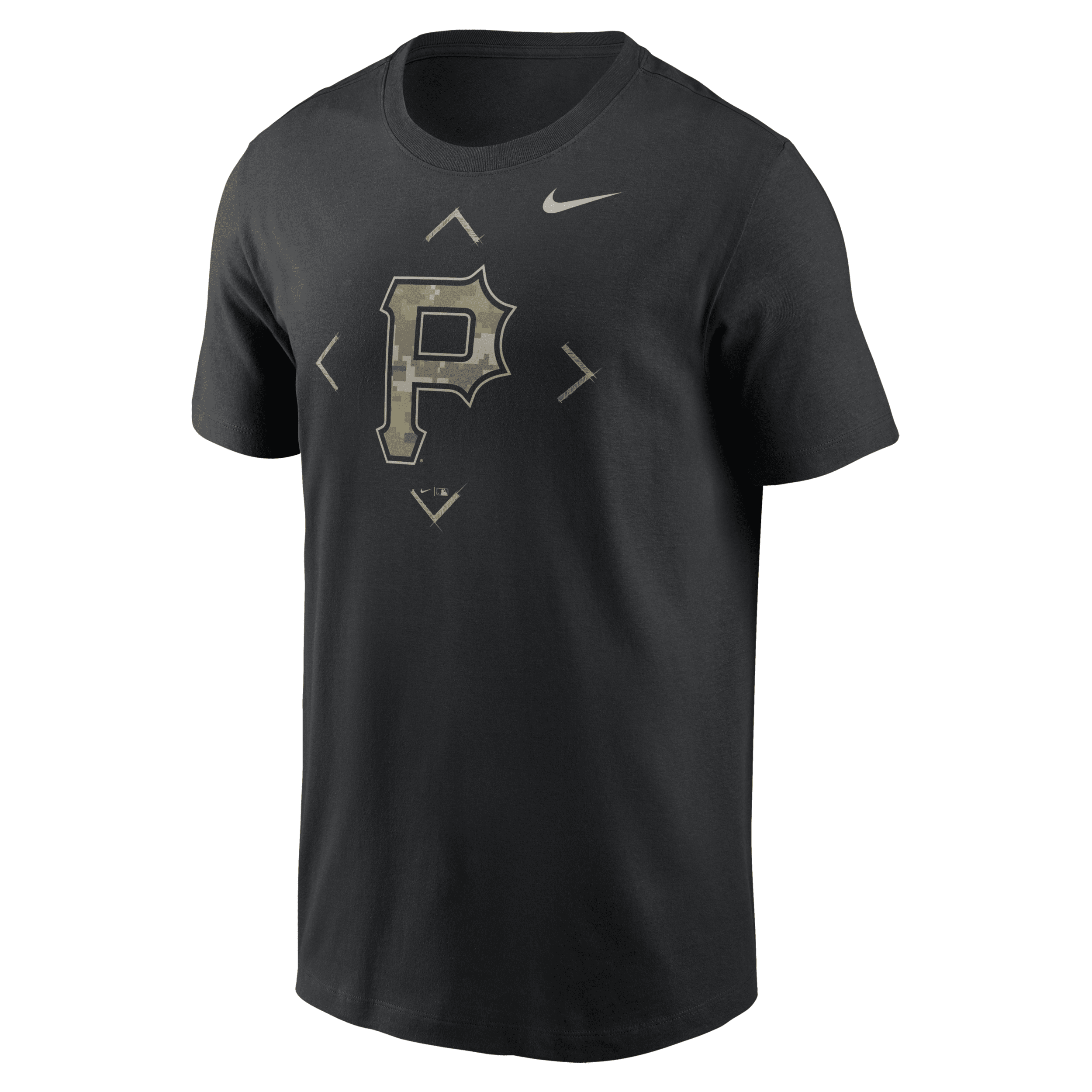 Shop Nike Pittsburgh Pirates Camo Logo  Men's Mlb T-shirt In Black