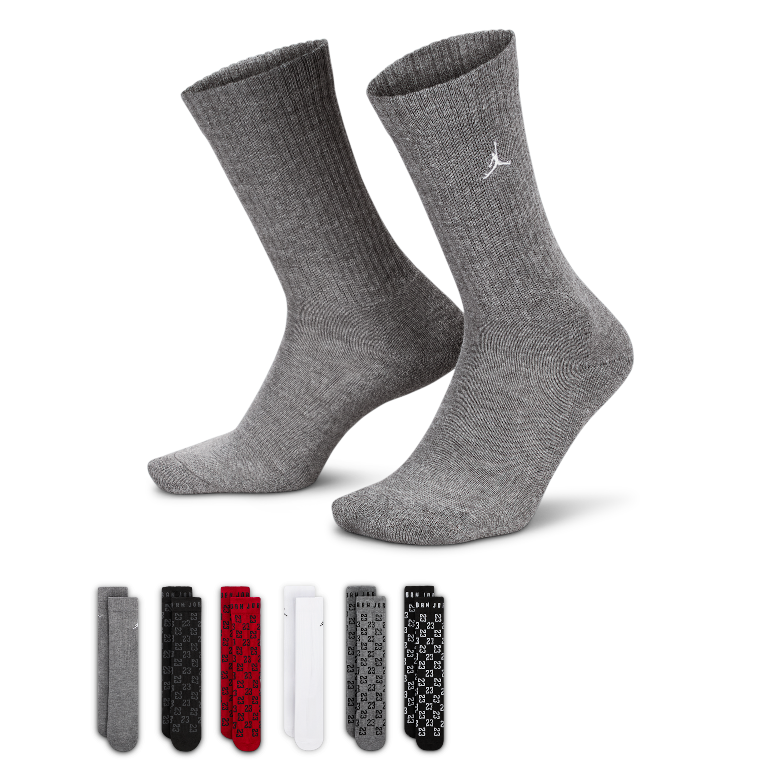 Jordan Monogram Essentials Big Kids' Crew Socks (6 Pairs) In Black