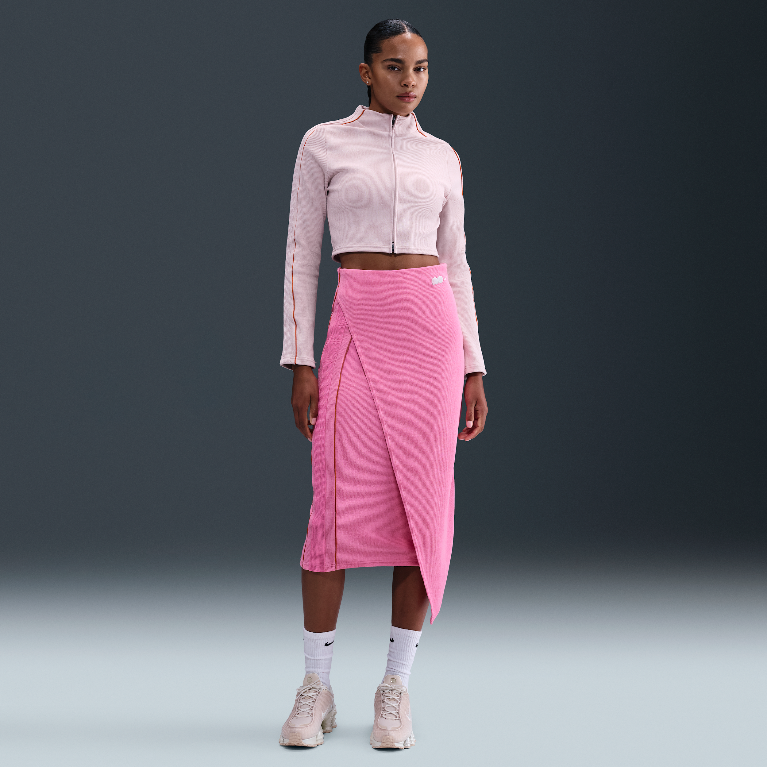 Nike Women's Naomi Osaka High-waisted Ribbed Maxi Skirt In Pink