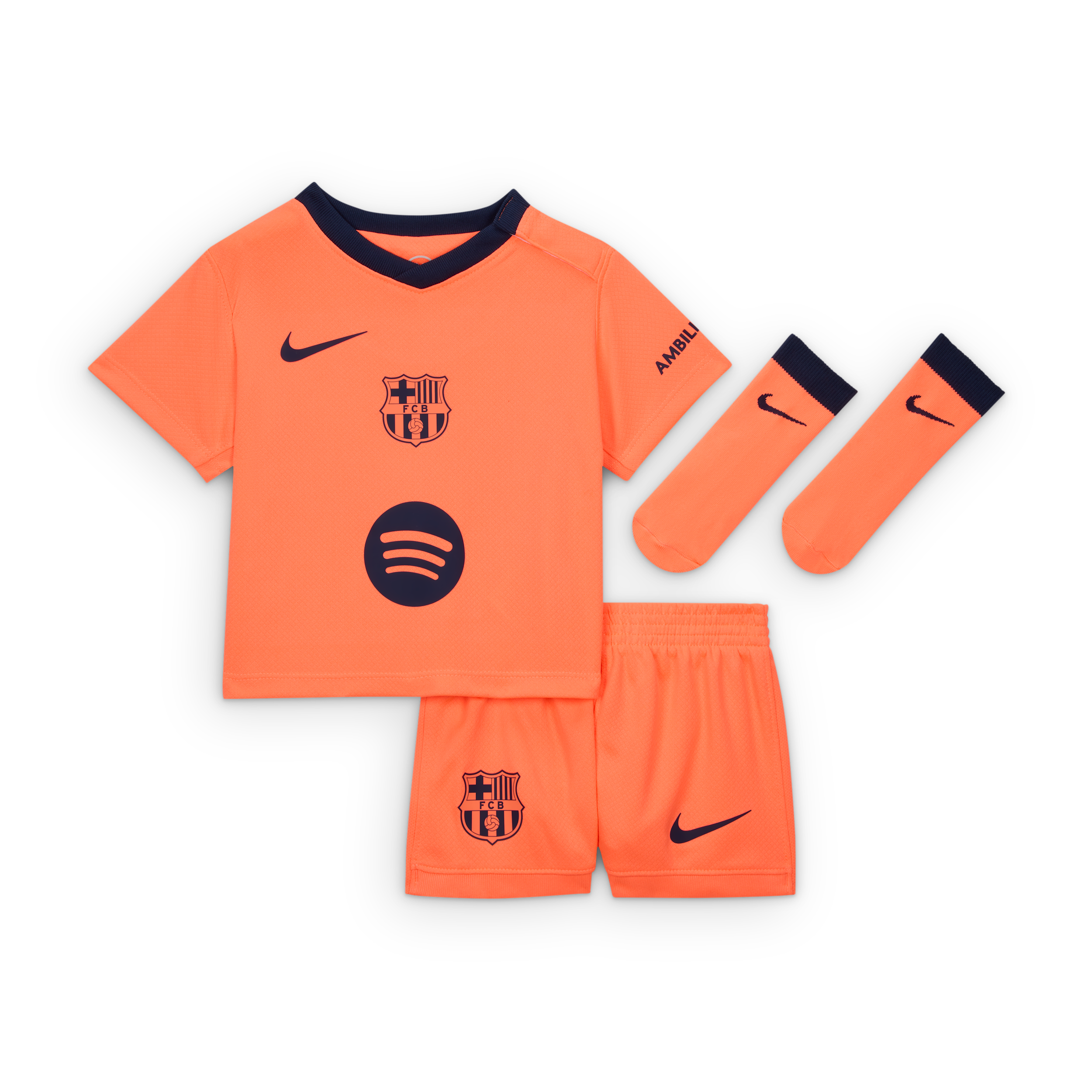 Nike Fc Barcelona 2025/26 Stadium Third Baby/toddler  Total 90 Soccer Replica 3-piece Kit In Orange