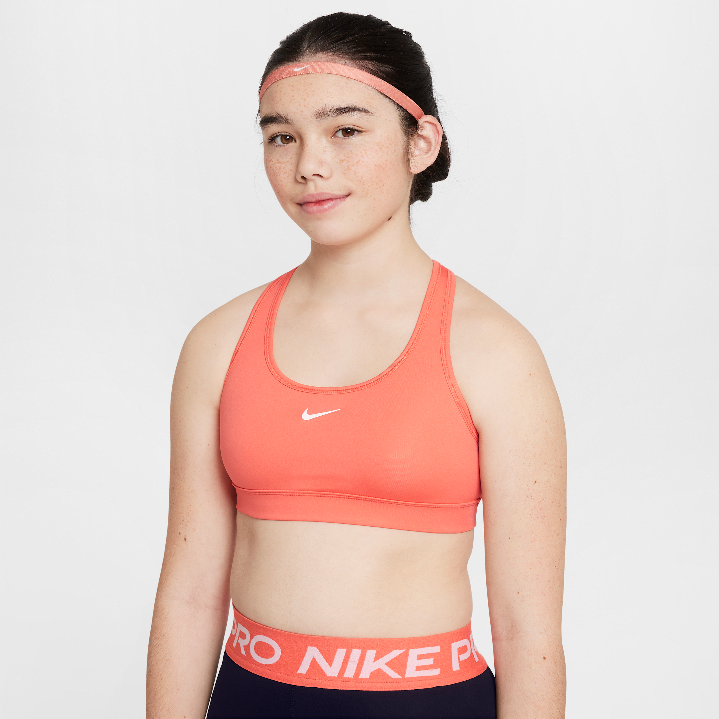 Nike Women's Swoosh Girls' Sports Bra In Orange
