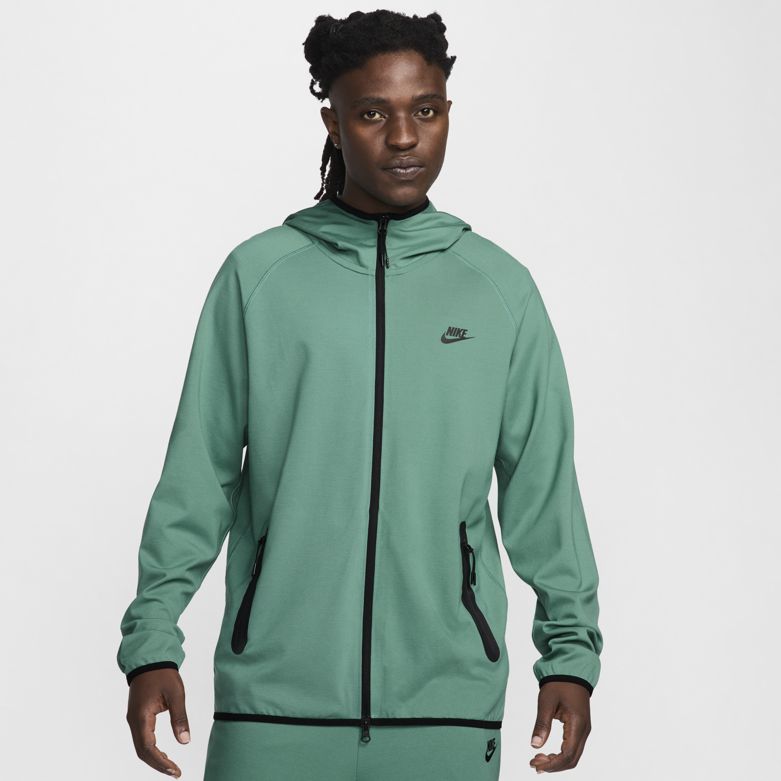 Shop Nike Men's Tech Lightweight Knit Full-zip Hoodie In Green