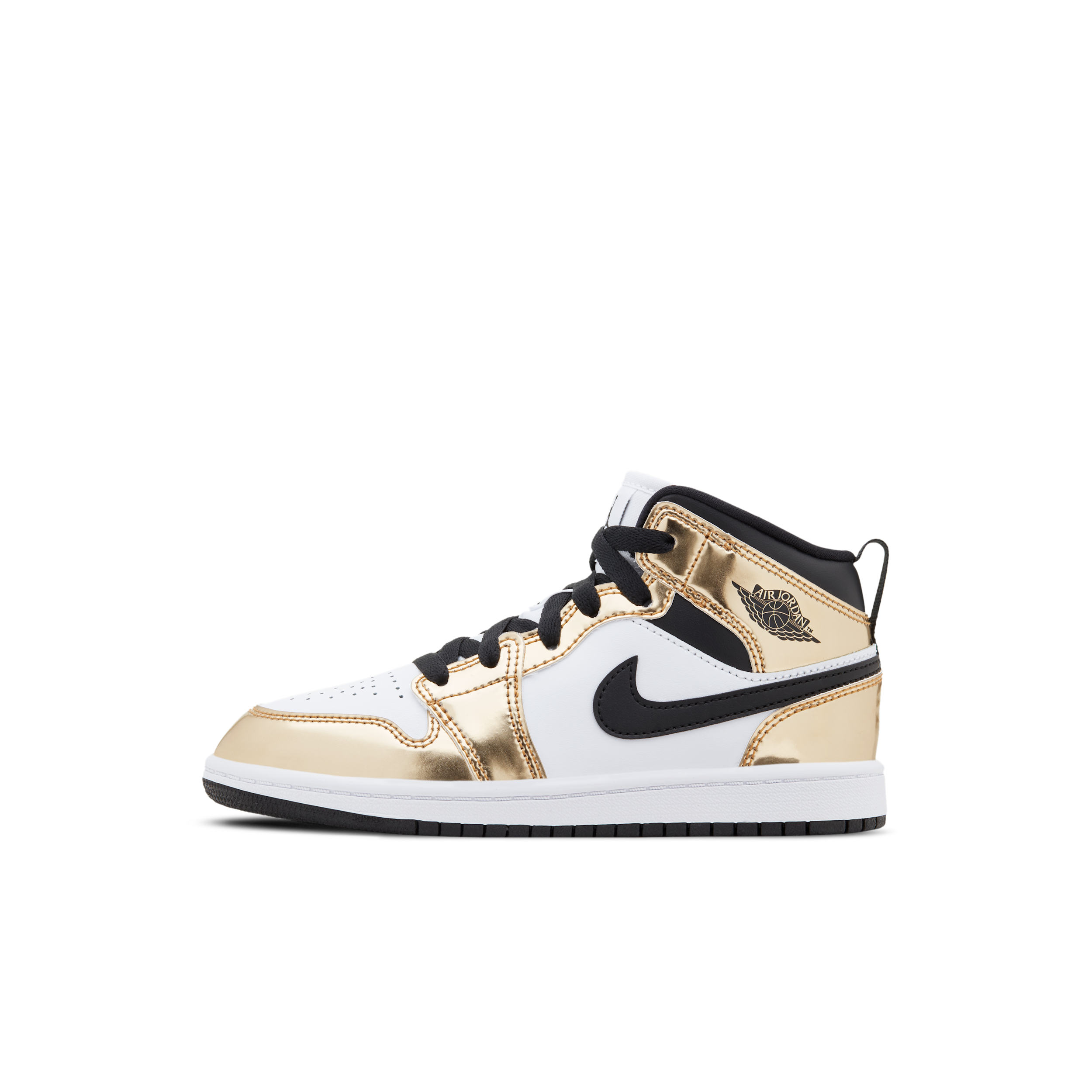 Boys Preschool Jordan AJ 1 Mid SE - Boys' Preschool Shoes Black/White/Metallic Gold Size 02.5
