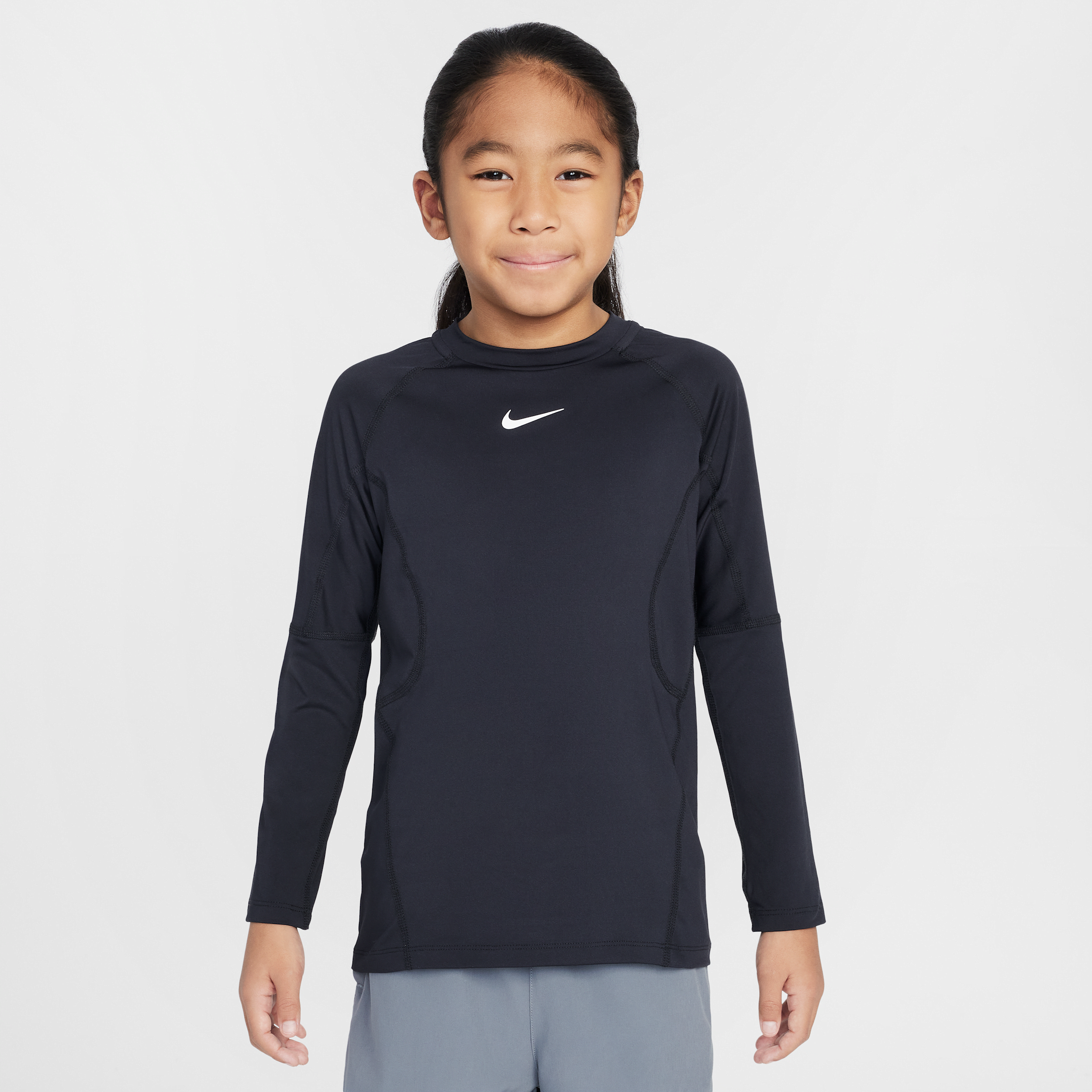 Nike Little Kids' Dri-FIT Pro Long Sleeve Top in Black | 86M787-023