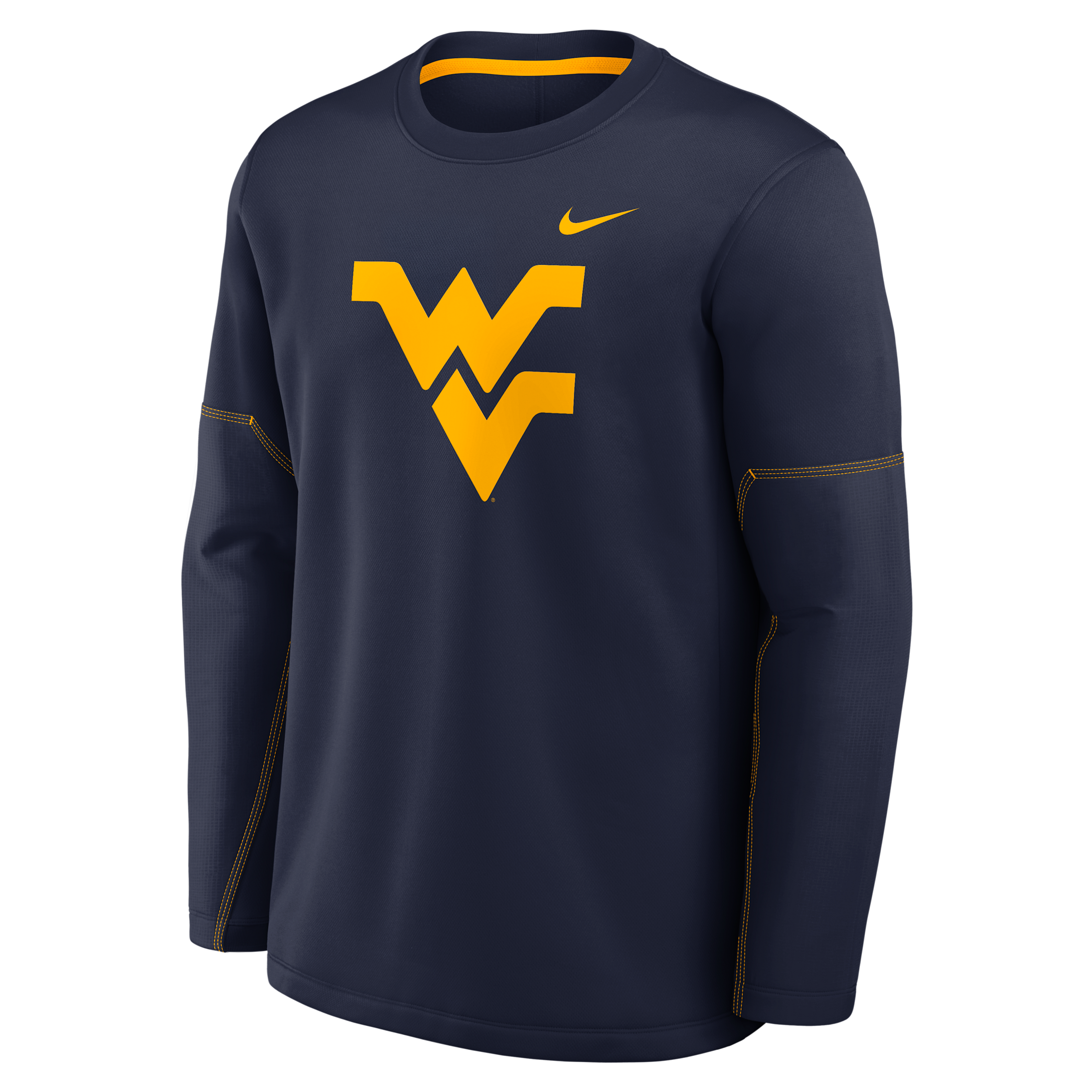 West Virginia Sideline Coaches Nike Men's Therma-FIT College Long-Sleeve T-Shirt in Blue | 03BR19MCWVN-6P4