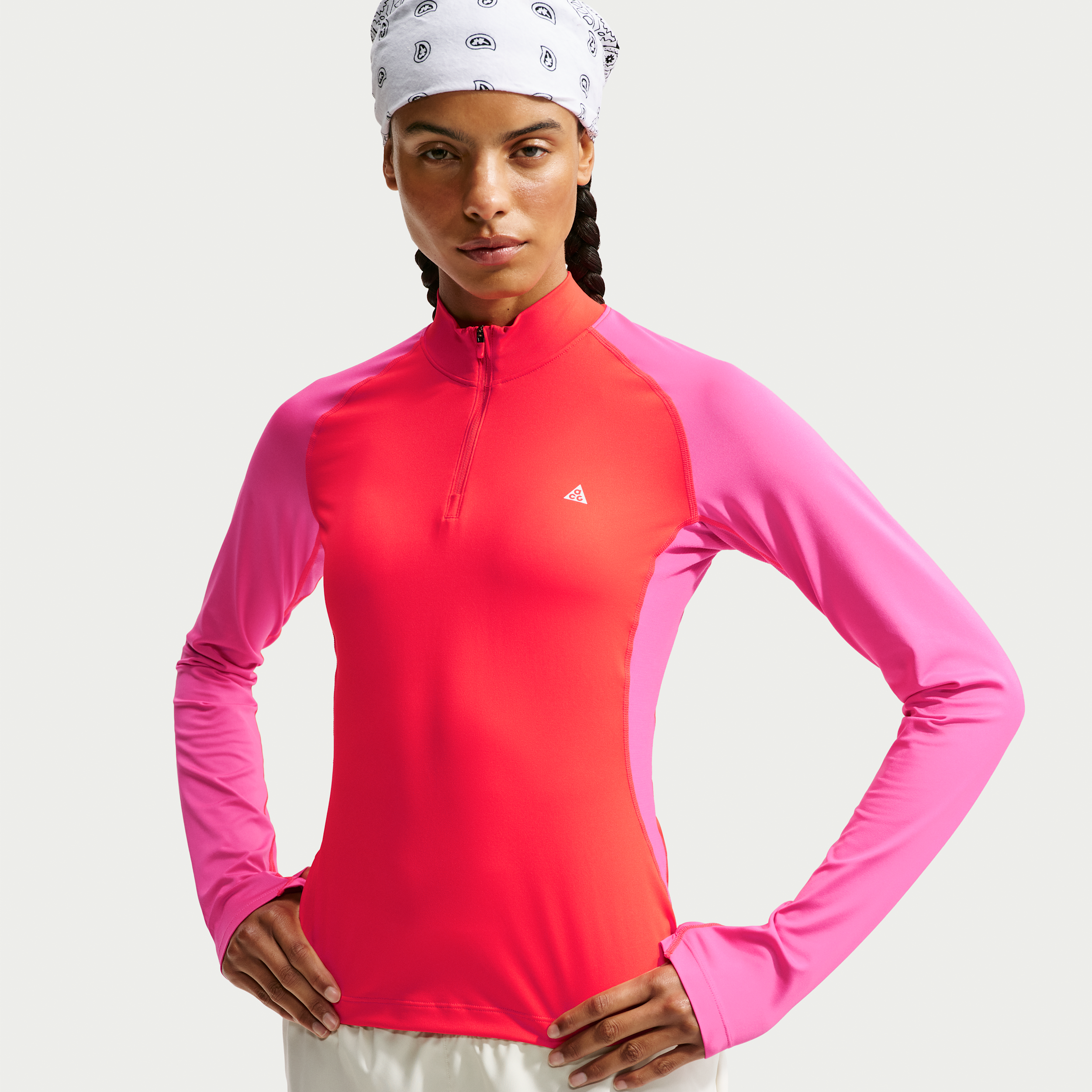 Nike Women's ACG "Wildsee" Dri-FIT 1/4-Zip Long-Sleeve Hiking Top, XS, Lt Crimson/Desert Pink
