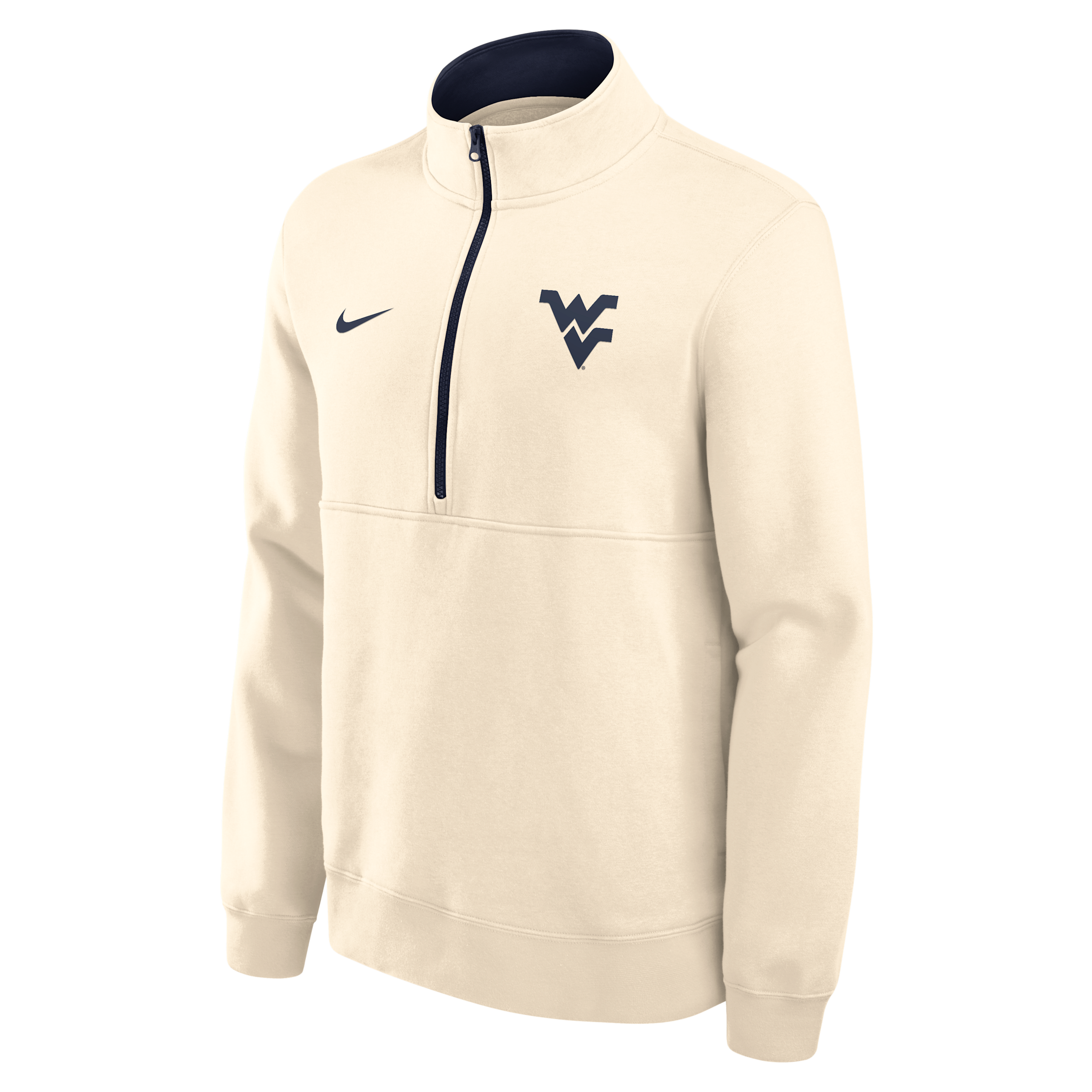 West Virginia Primetime Primary Logo Nike Men's College 1/2-Zip Crew in Brown | 02JW0C38WVN-G24