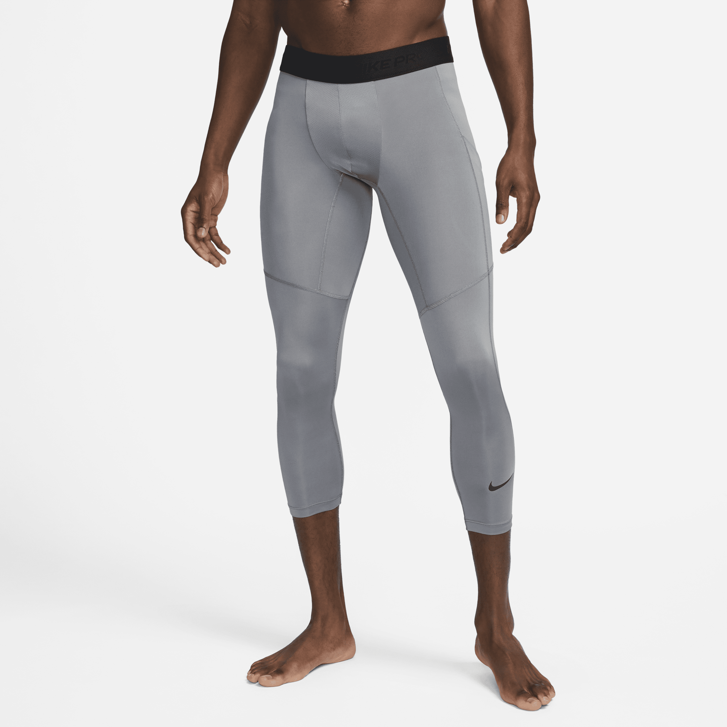 Shop Nike Men's  Pro Dri-fit 3/4-length Fitness Tights In Grey