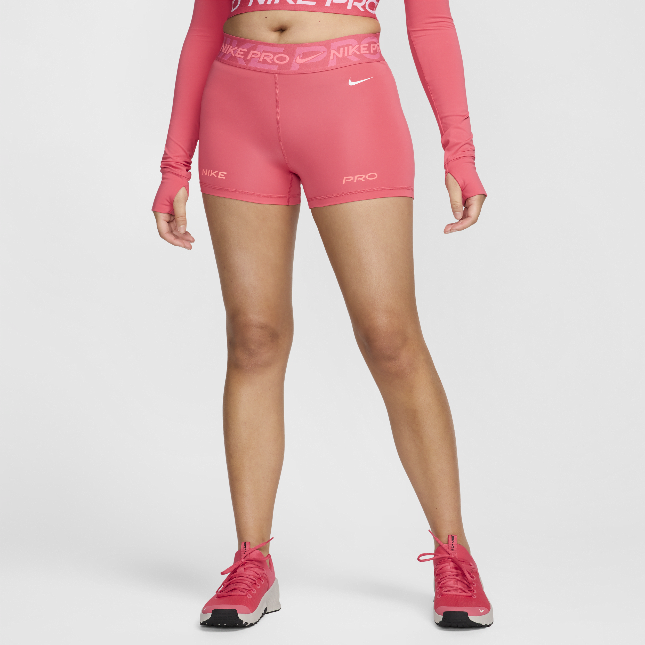 Nike Women's  Pro Mid-rise 3" Graphic Biker Shorts In Pink