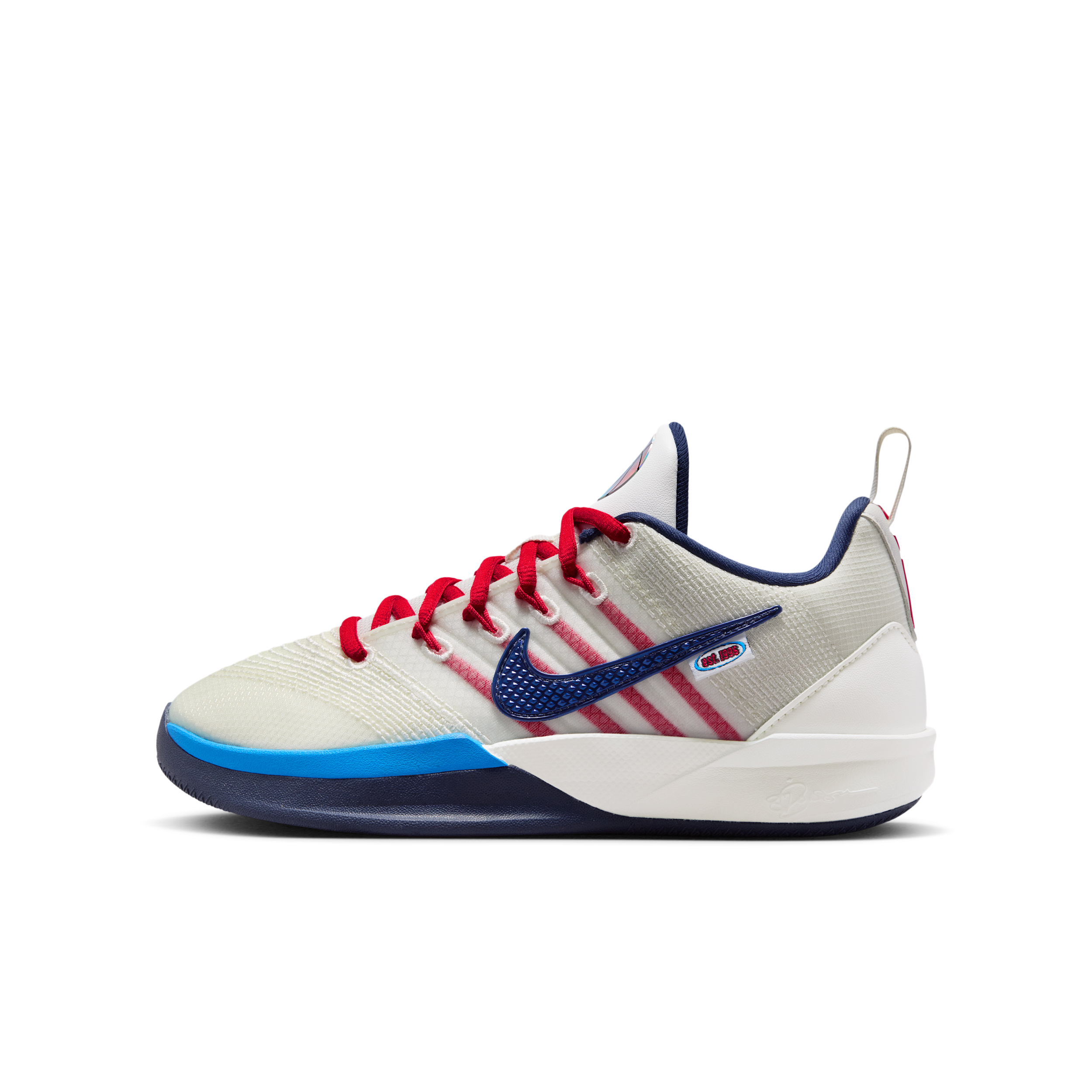 Nike Kids' Grade School Sabrina 3 'WNBA 30th' Basketball Shoes, Size 2, Sail/Midnight Navy-Atom Red