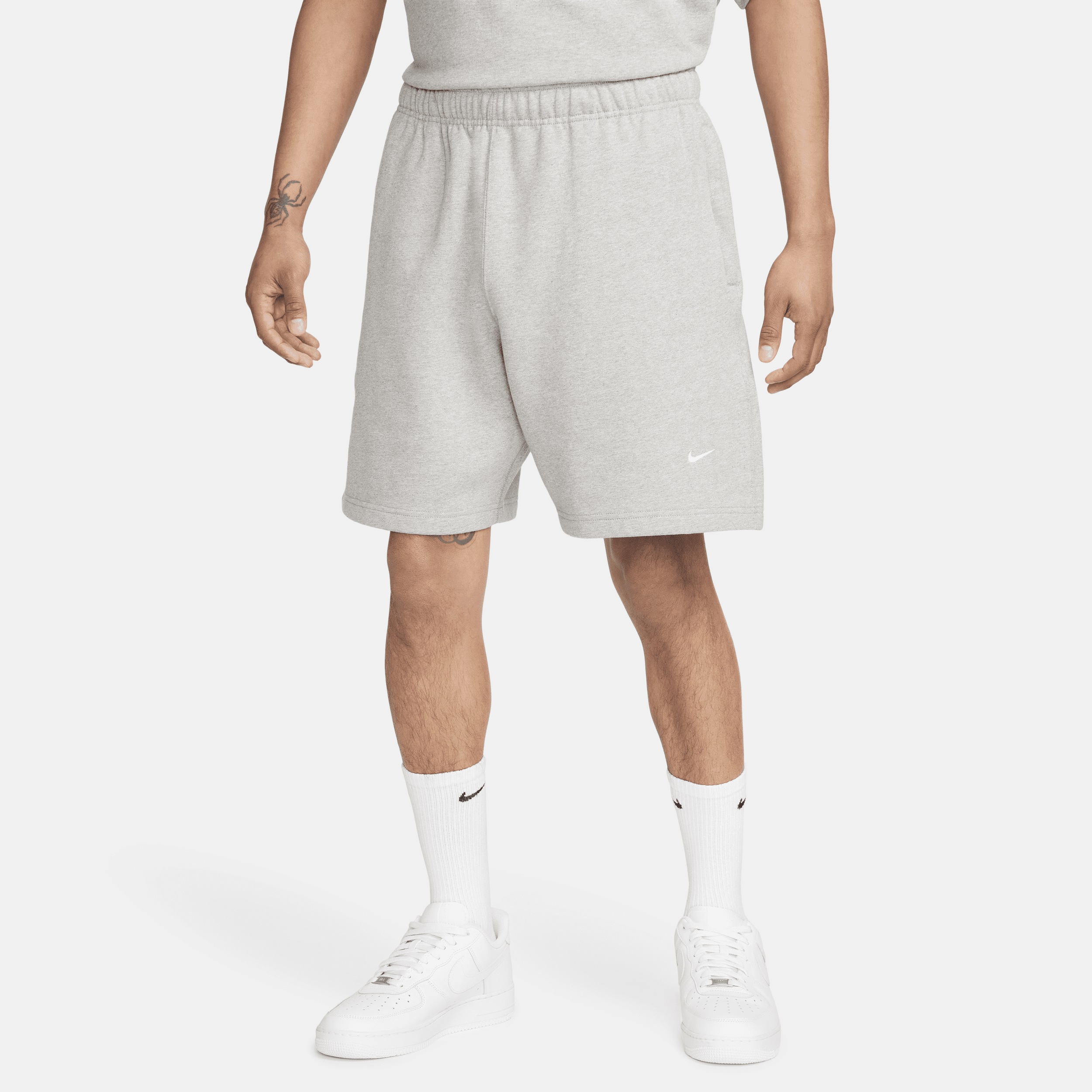 Shop Nike Men's Solo Swoosh Fleece Shorts In Grey