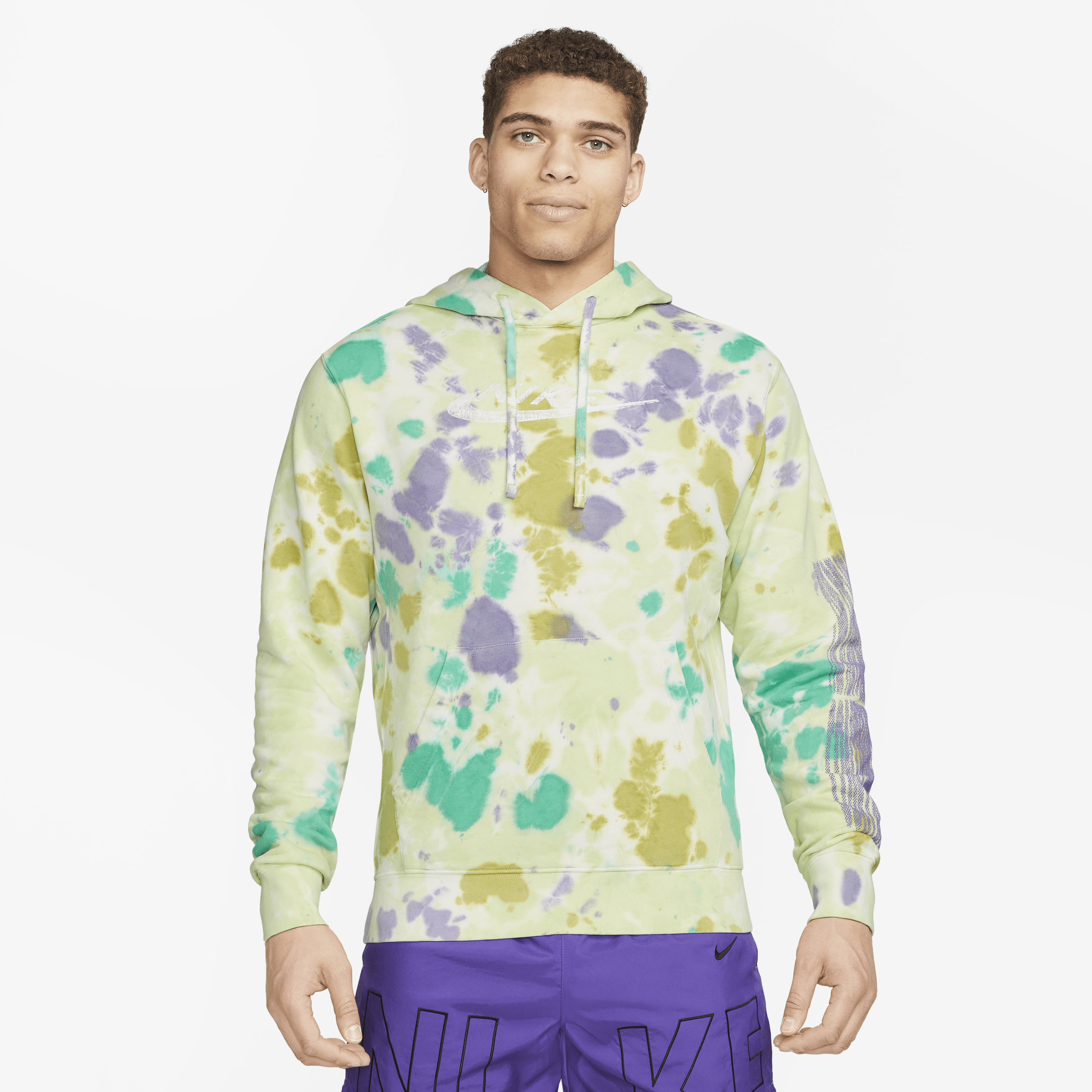 Nike Men's  Sportswear Club Fleece Ice-dye Pullover Hoodie In Purple