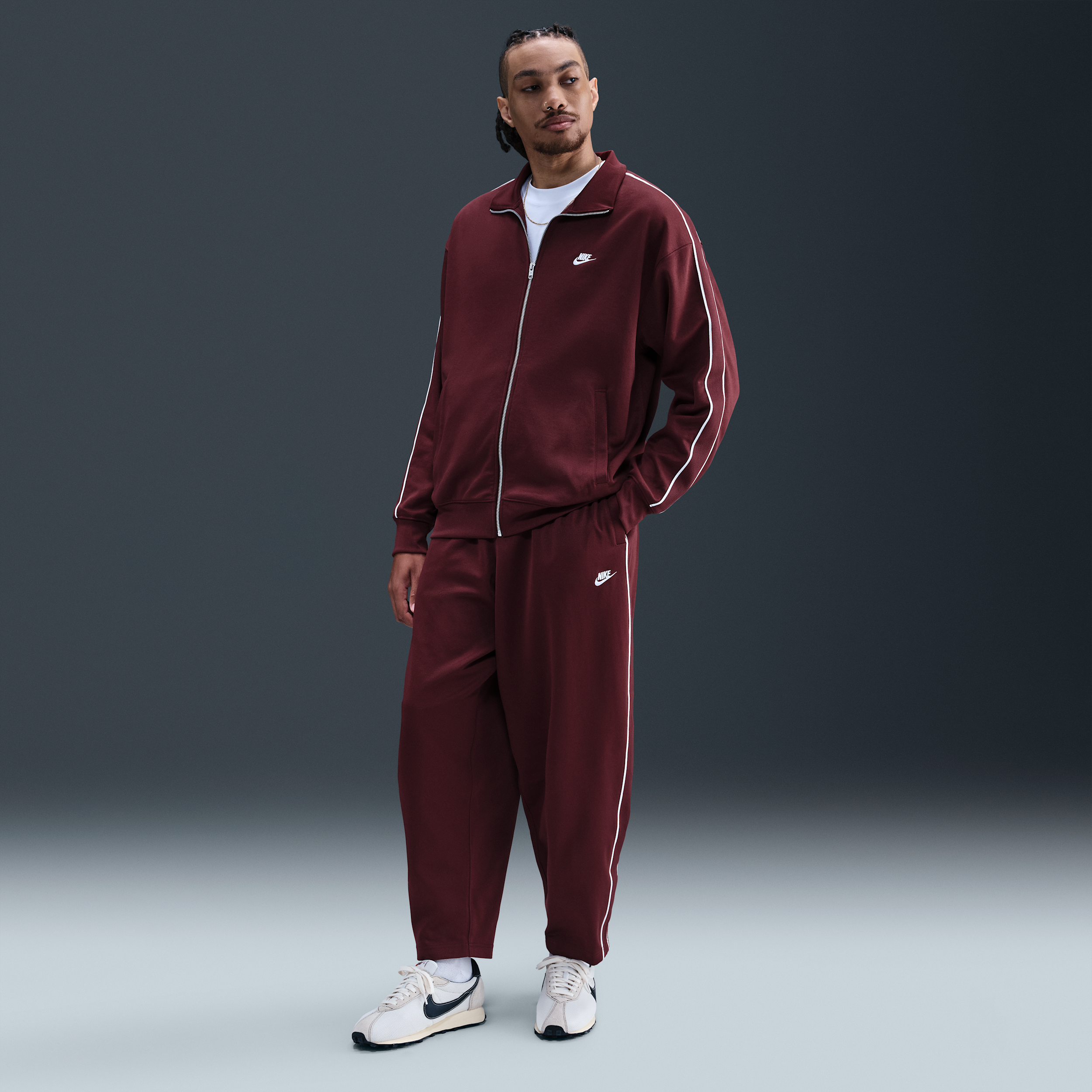 Nike Men's Club Brushed Fleece Open Hem Pants In Burgundy