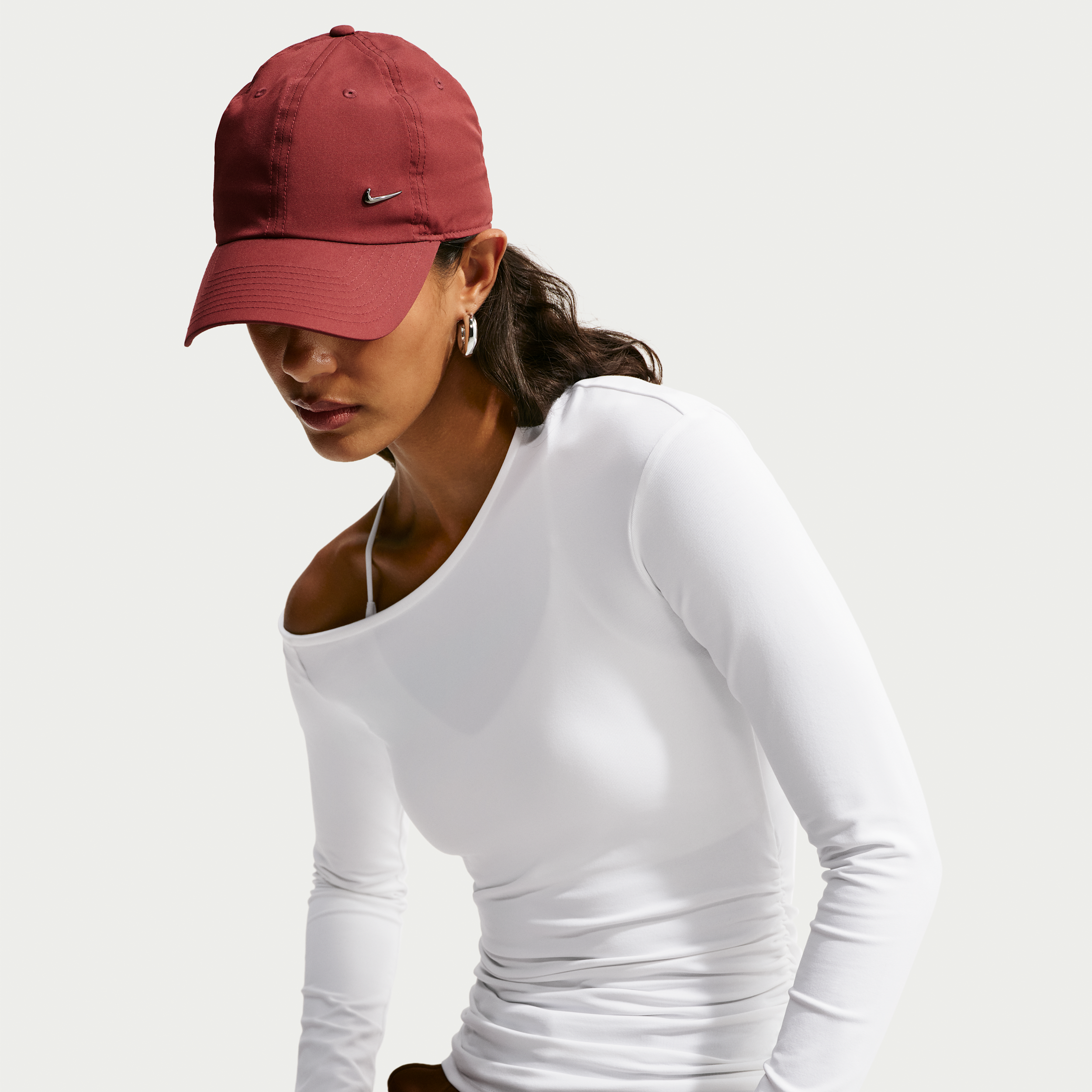 Women's Nike Sportswear Tight Off-Shoulder Long-Sleeve Top in White | IX7065-100