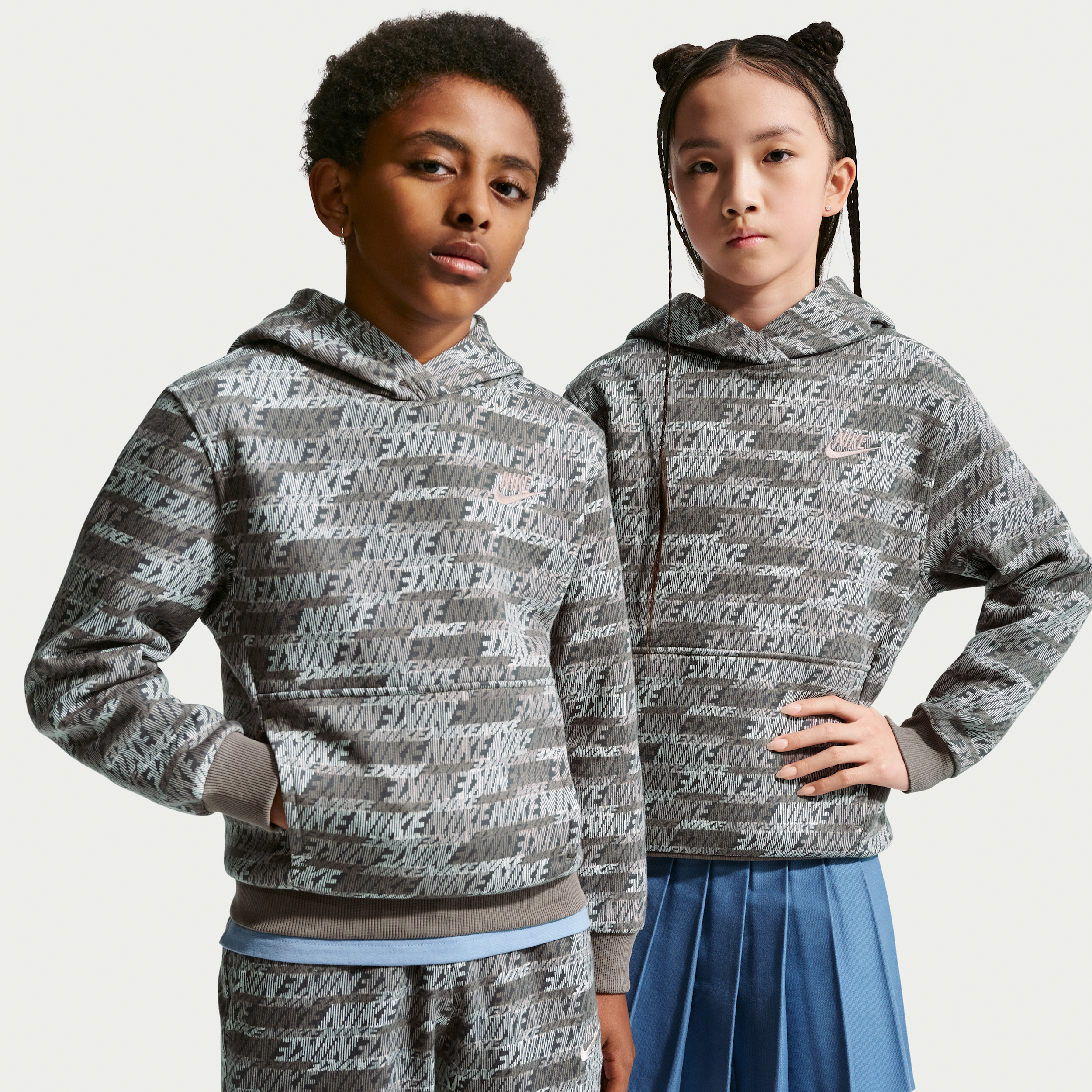 Nike Sportswear Club Fleece Big Kids' Pullover Hoodie in Grey | IM4938-289
