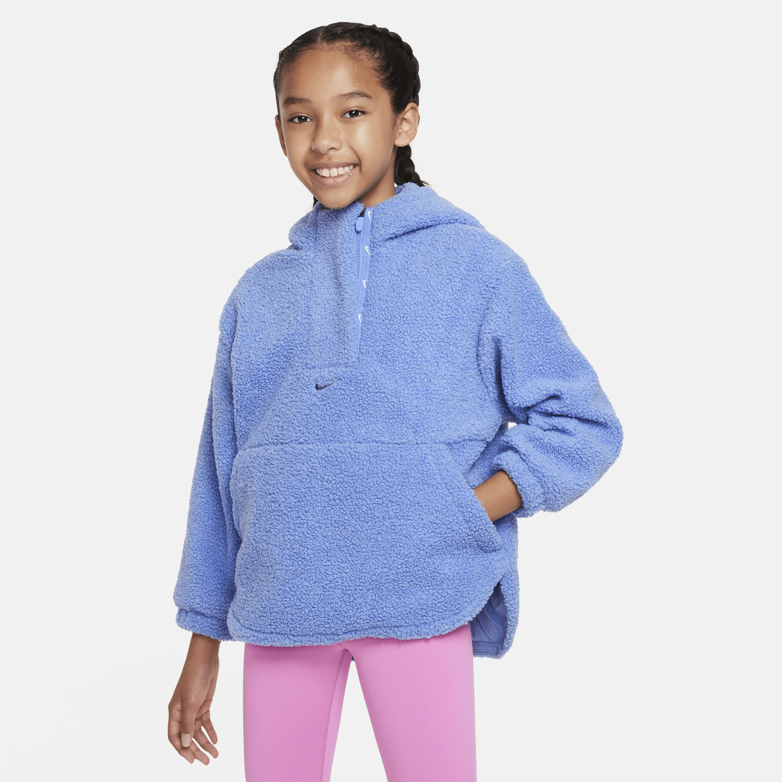 Shop Nike High-pile Fleece Big Kids' (girls') Therma-fit Training Jacket In Blue