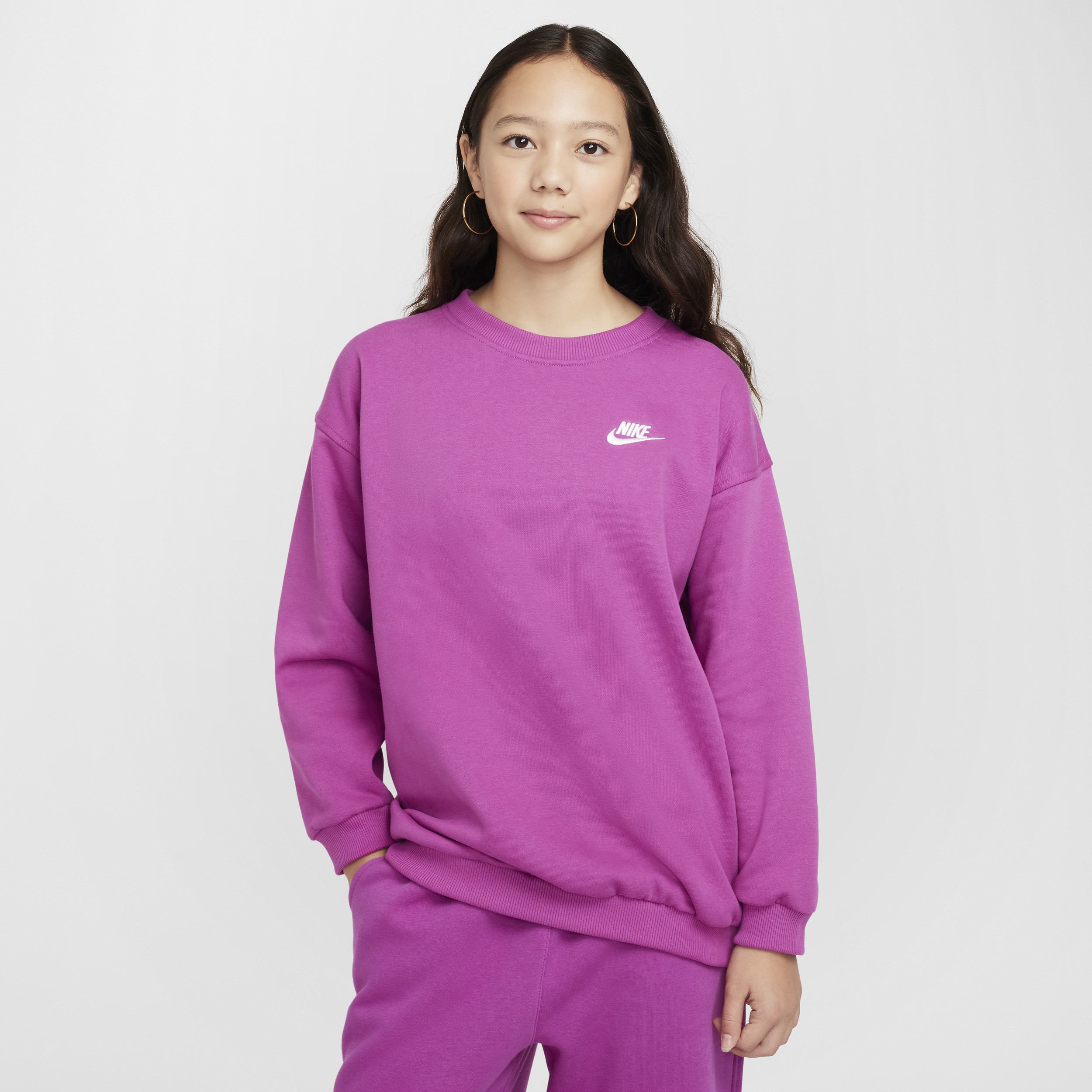 Shop Nike Sportswear Club Fleece Big Kids' Oversized Sweatshirt In Purple