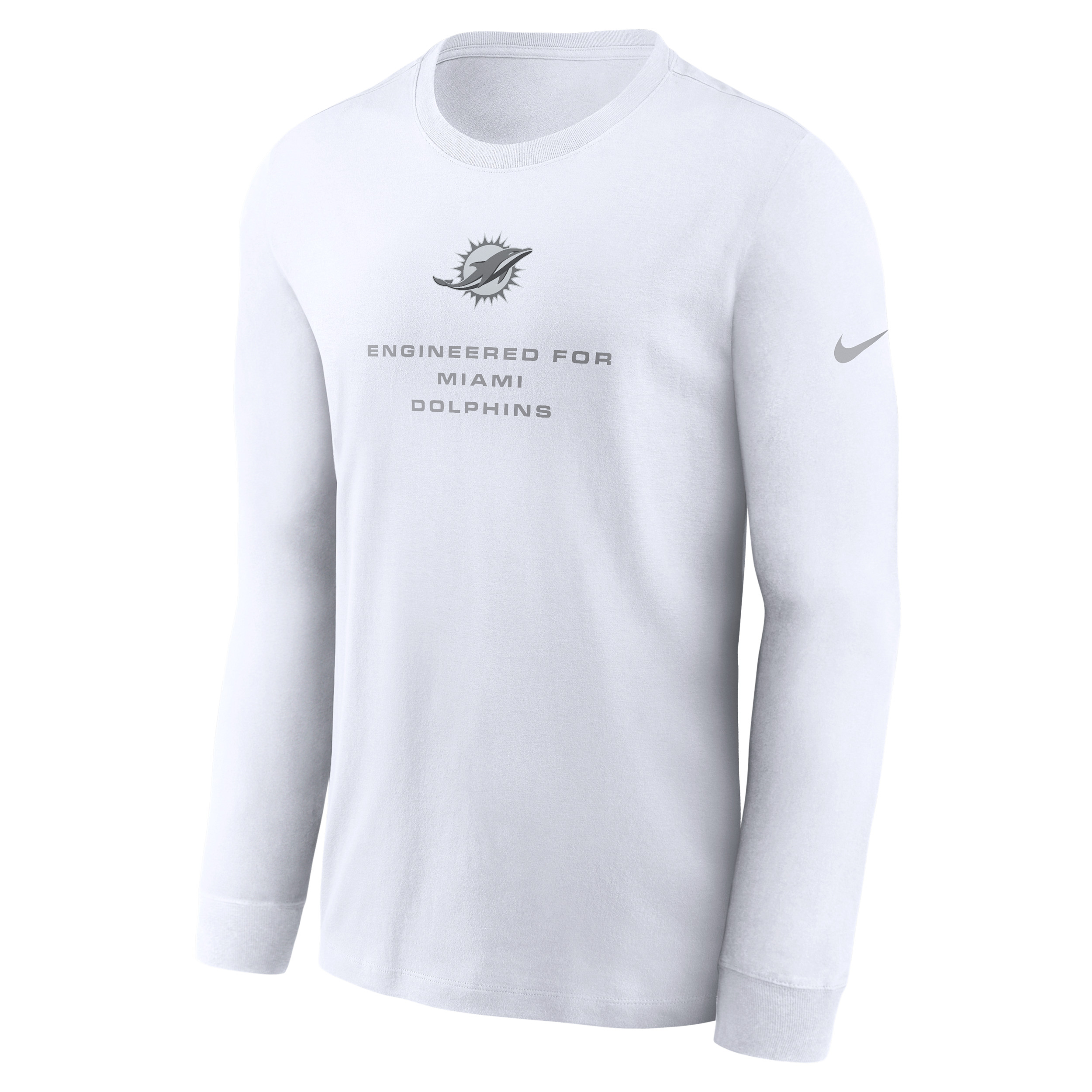 Miami Dolphins Team Issue Nike Men's Dri-FIT NFL Long-Sleeve T-Shirt in White | 02EW10A9P-ZSZ