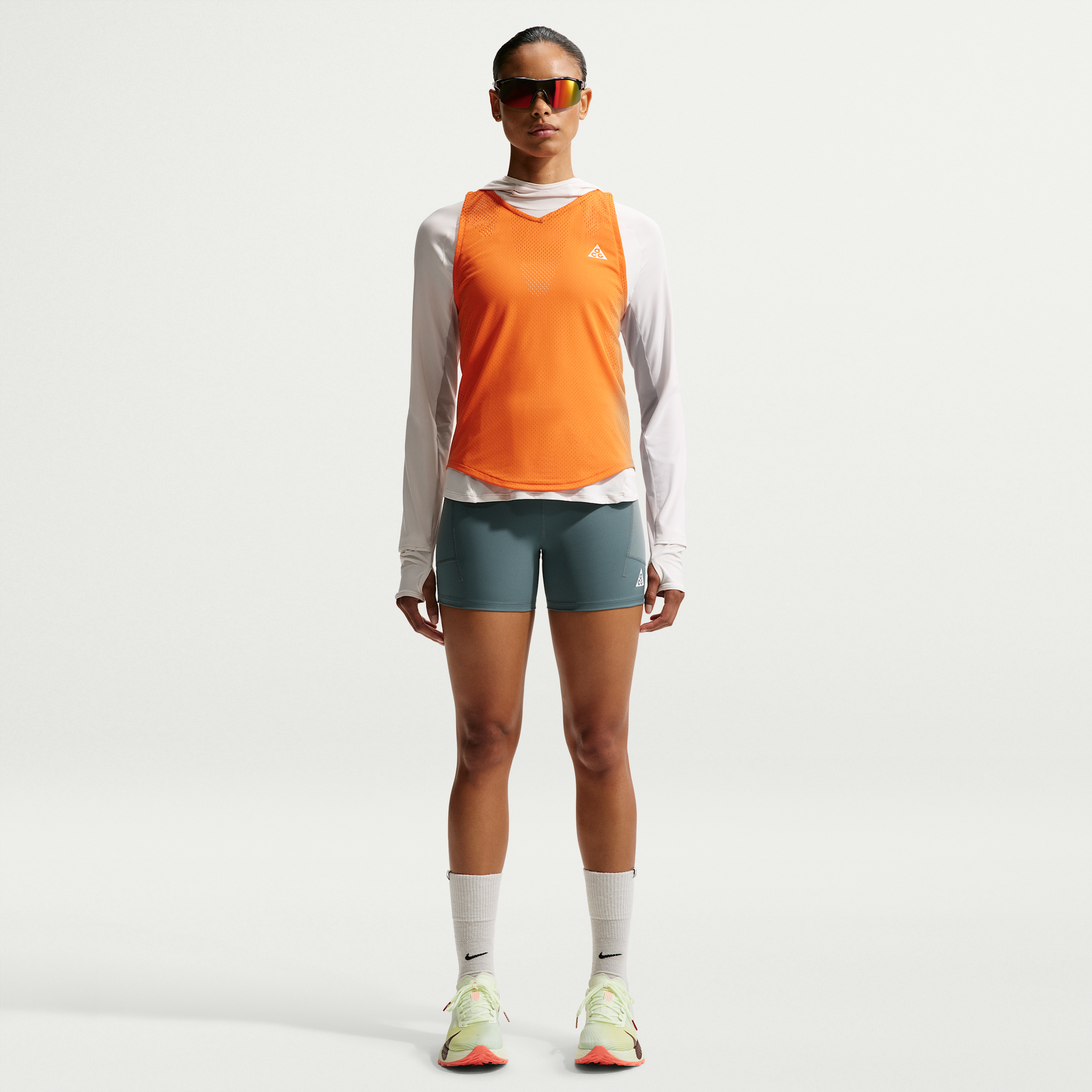 Women's Nike ACG Dri-FIT High-Waisted 4" Trail Running Shorts in Grey | IO9643-382