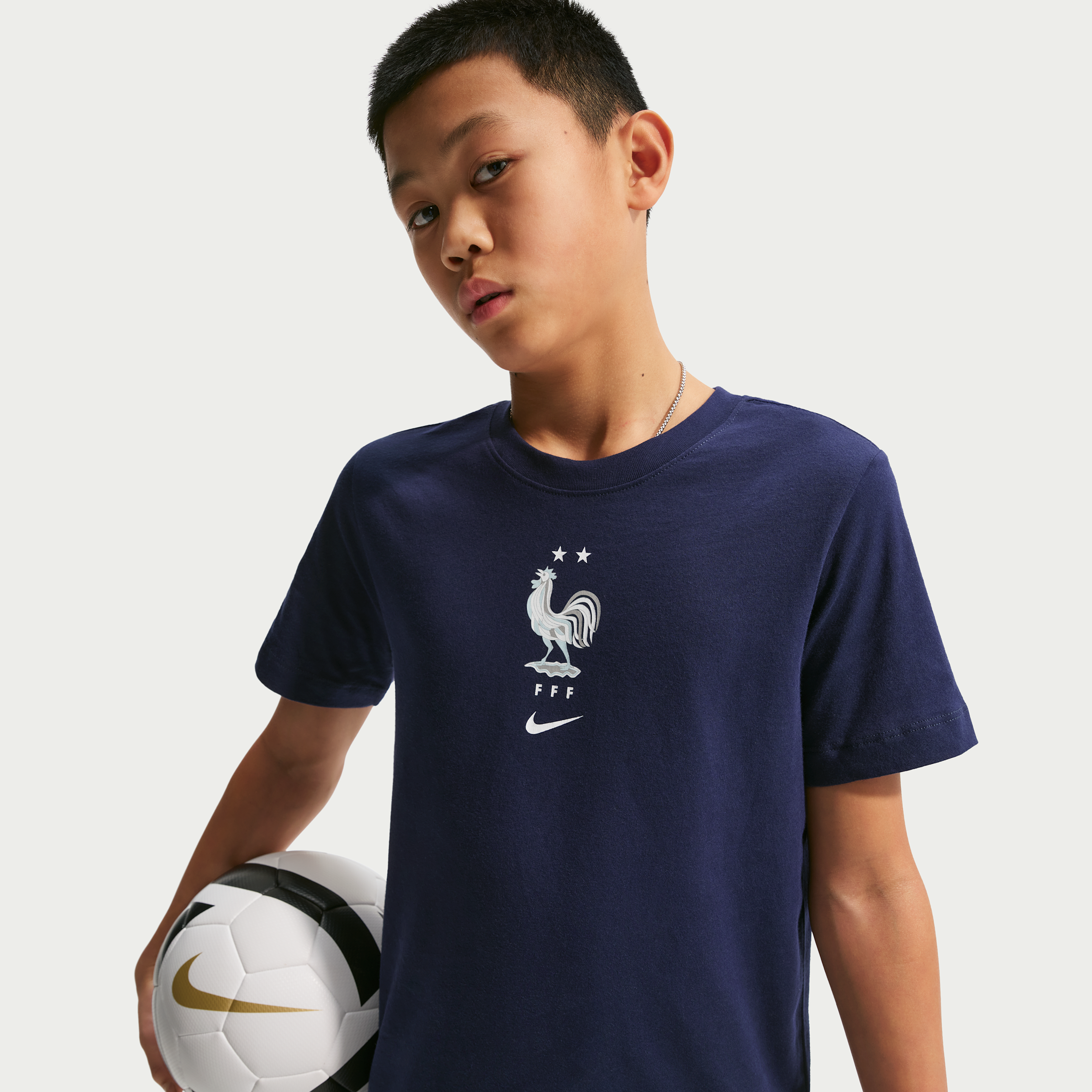 Nike Big Boys and Girls Blue France National Team Crest T-Shirt - Blue