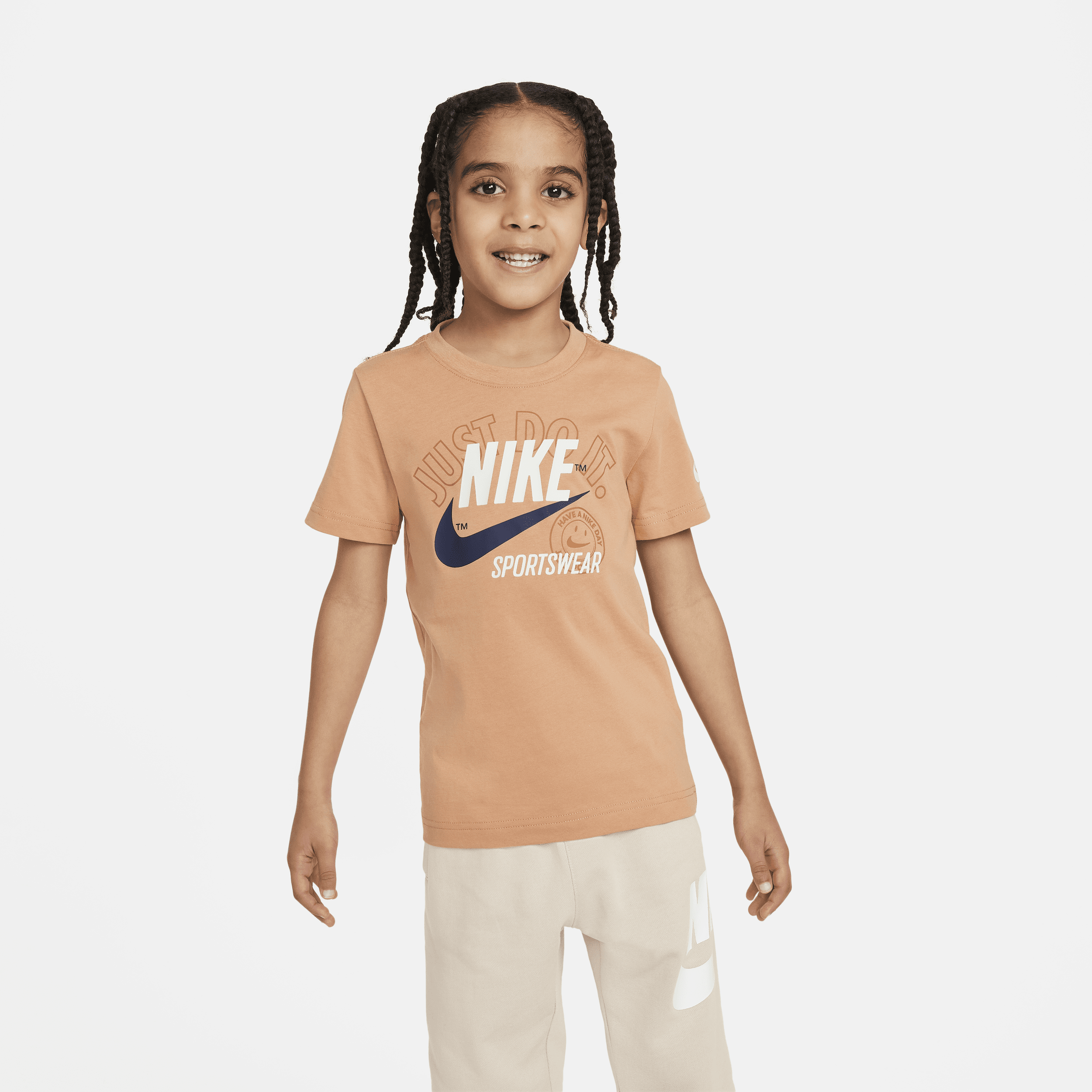 Shop Nike Retro Sportswear Little Kids' Graphic T-shirt In Brown
