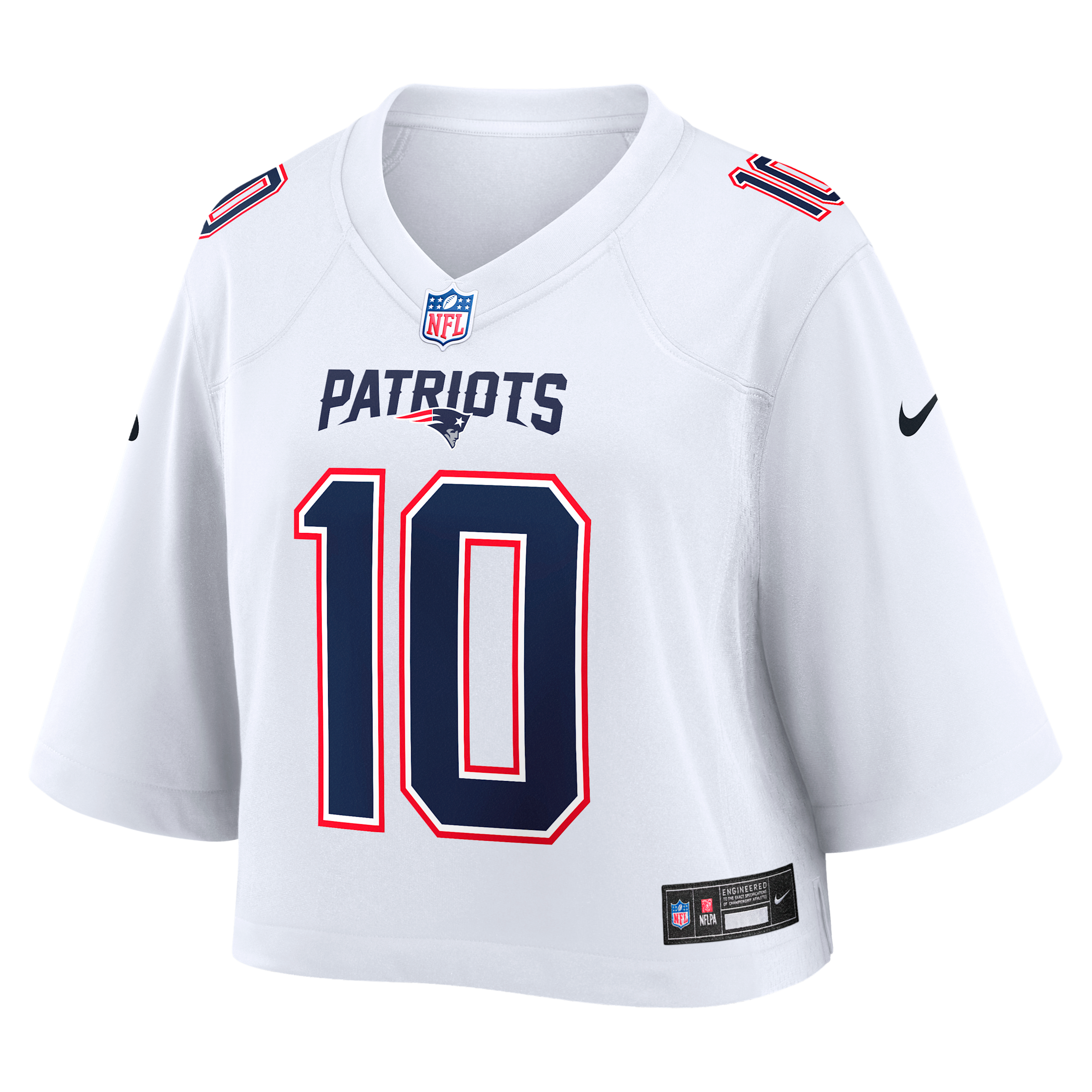 Drake Maye New England Patriots Nike Women's NFL Cropped Tundra Game Jersey in White | WCJF10A8KF-HL5
