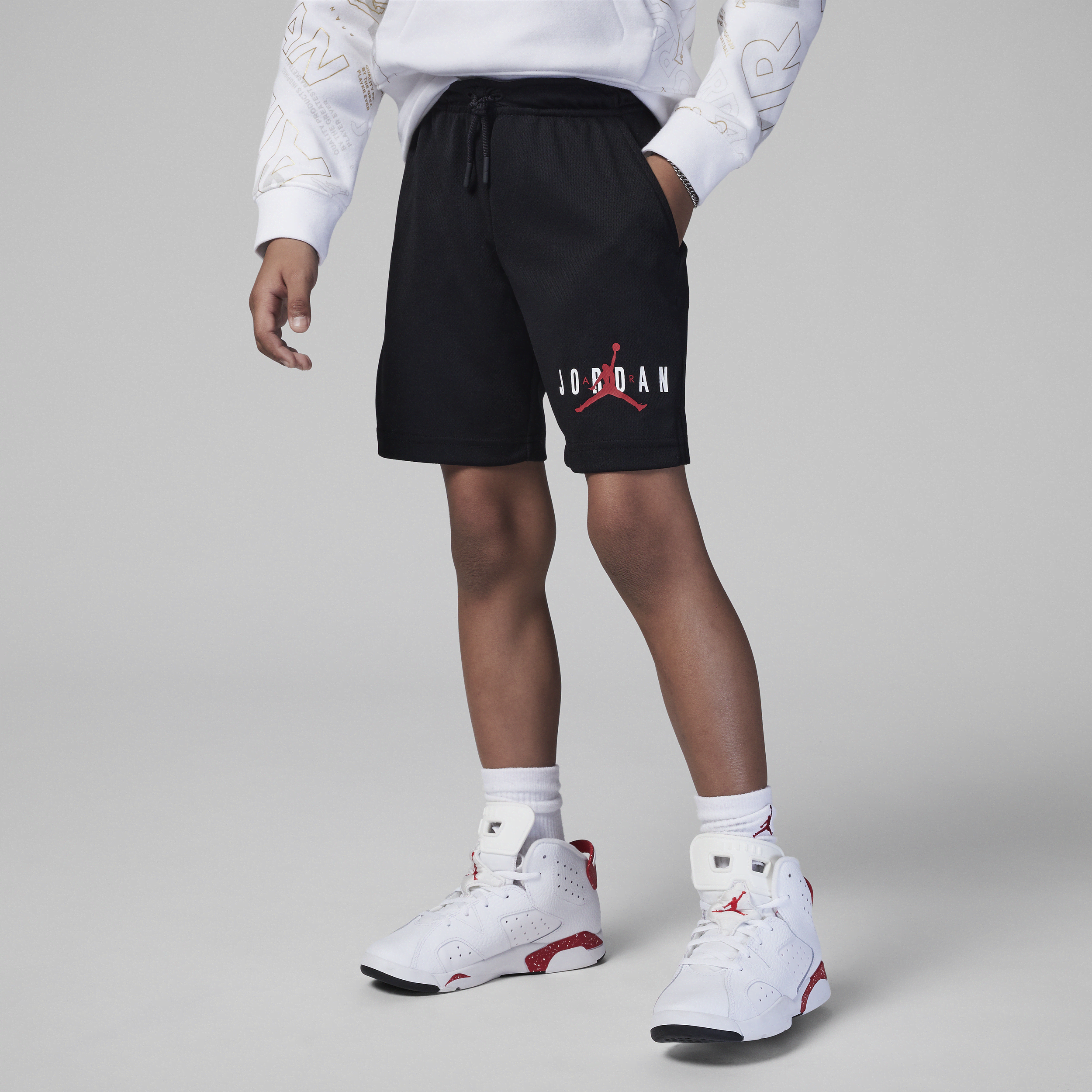 Jordan Essentials Little Kids' Graphic Mesh Shorts In Black