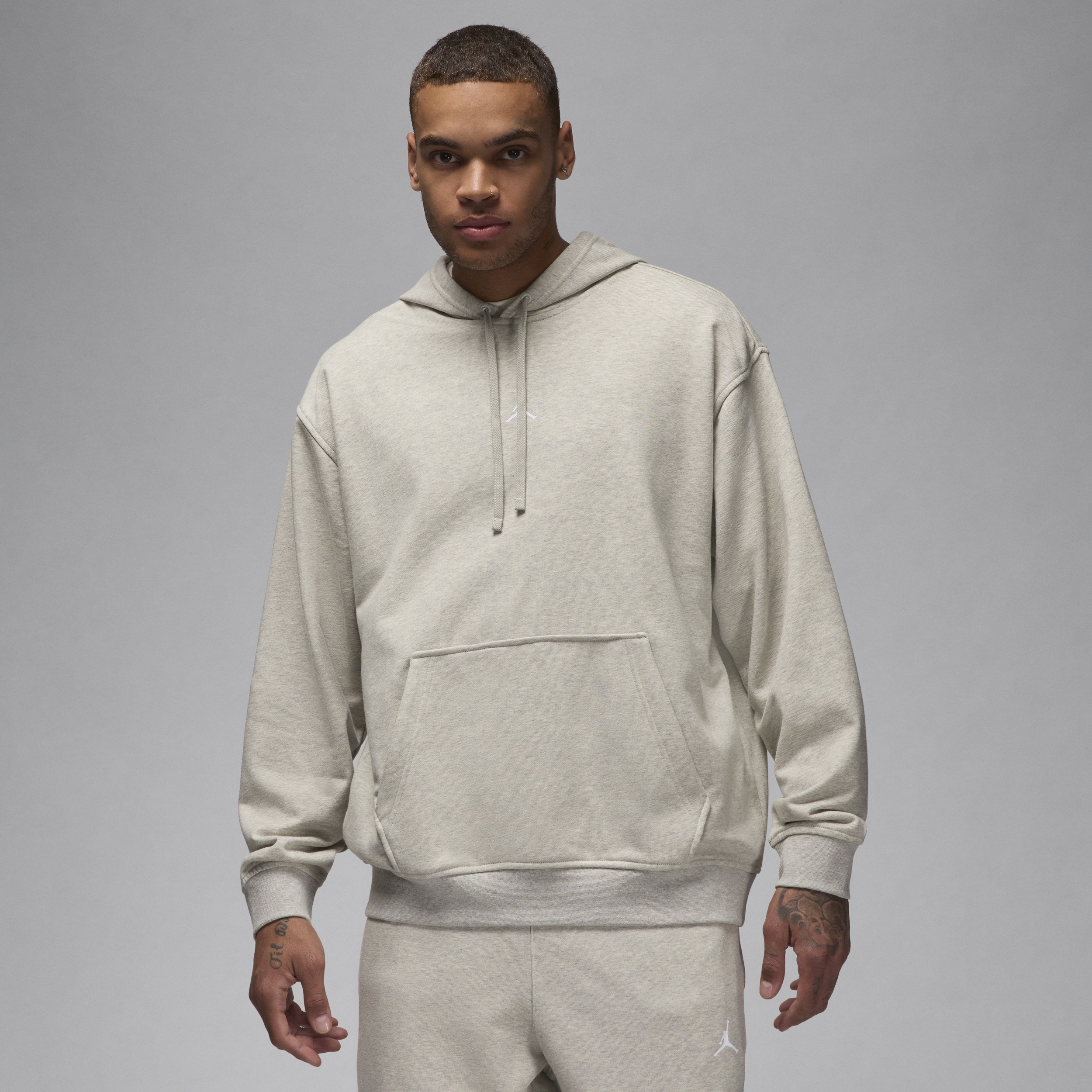 Jordan Mens Dri-FIT Sport Crossover Fleece Pullover - - White / Grey Heather Size XL