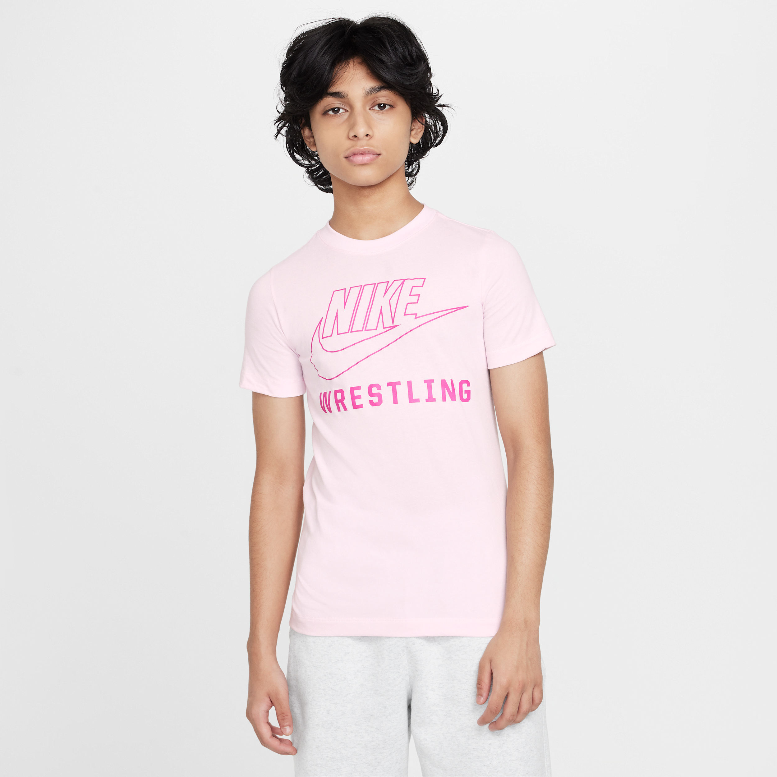 Nike Swoosh Big Kids' Wrestling T-shirt In Pink