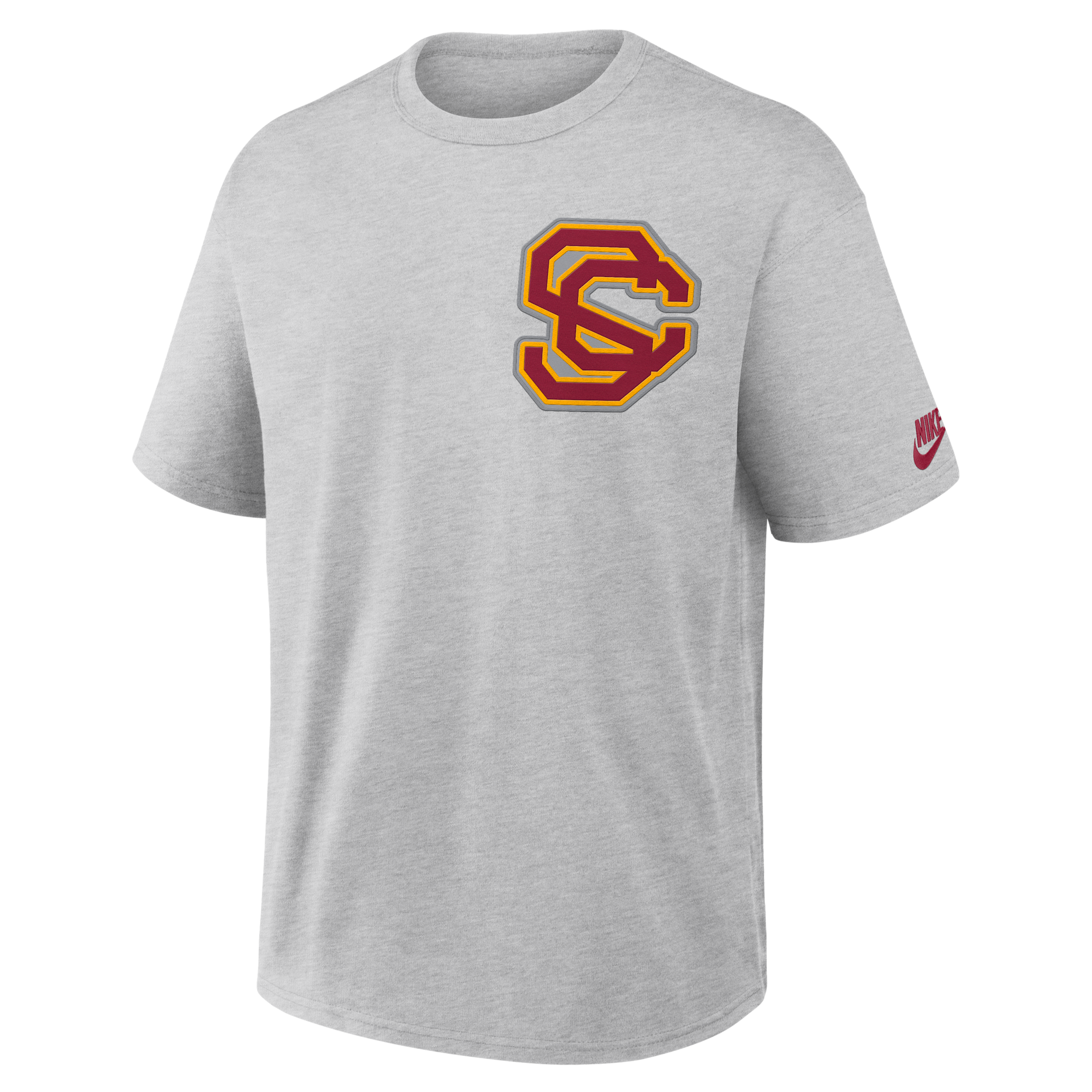 Nike Men's Usc Trojans Heavyweight Legacy Logo Max90 Crewneck T-Shirt - Heather Gray