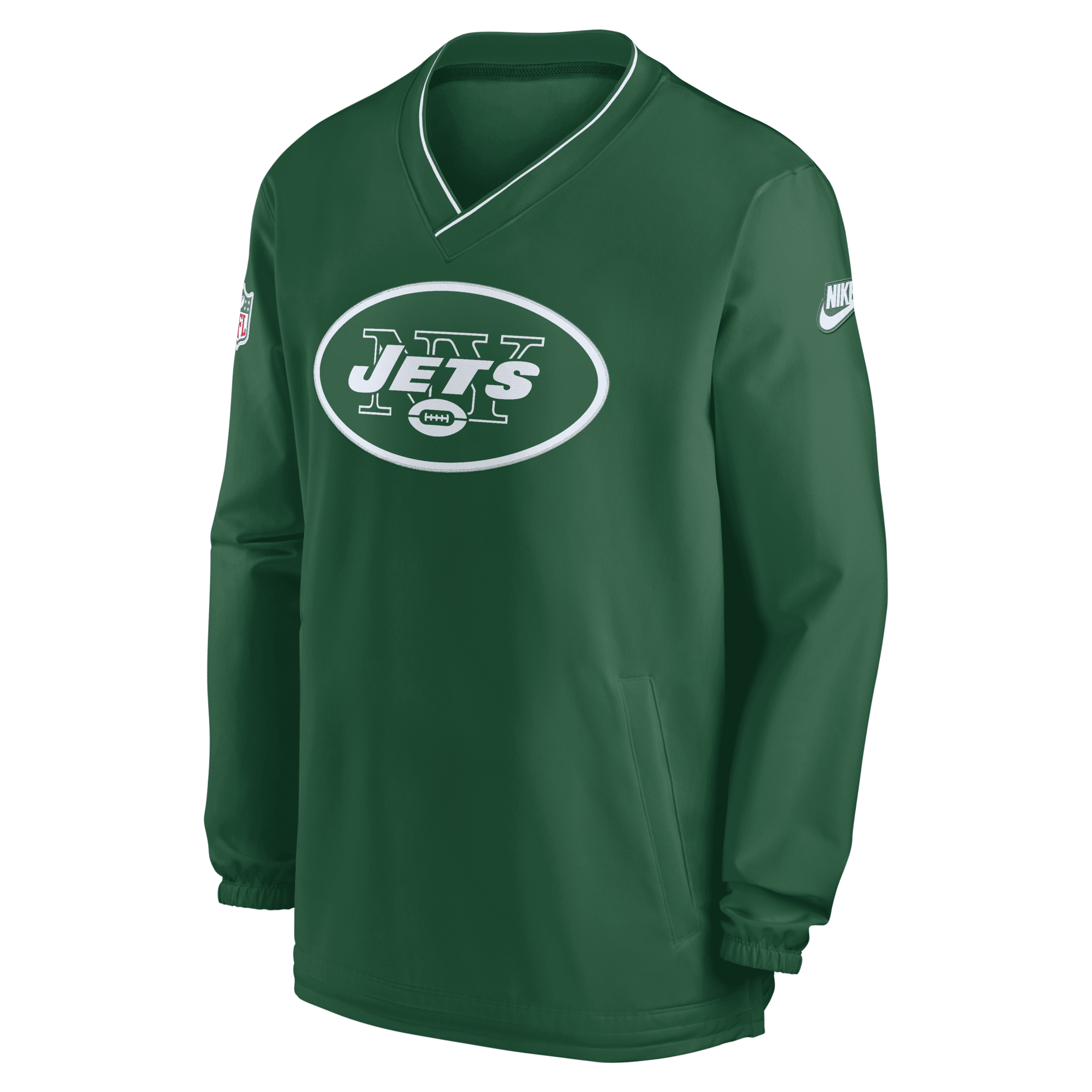 Nike New York Jets Logo Men's Nfl Long-sleeve Windshirt In Green