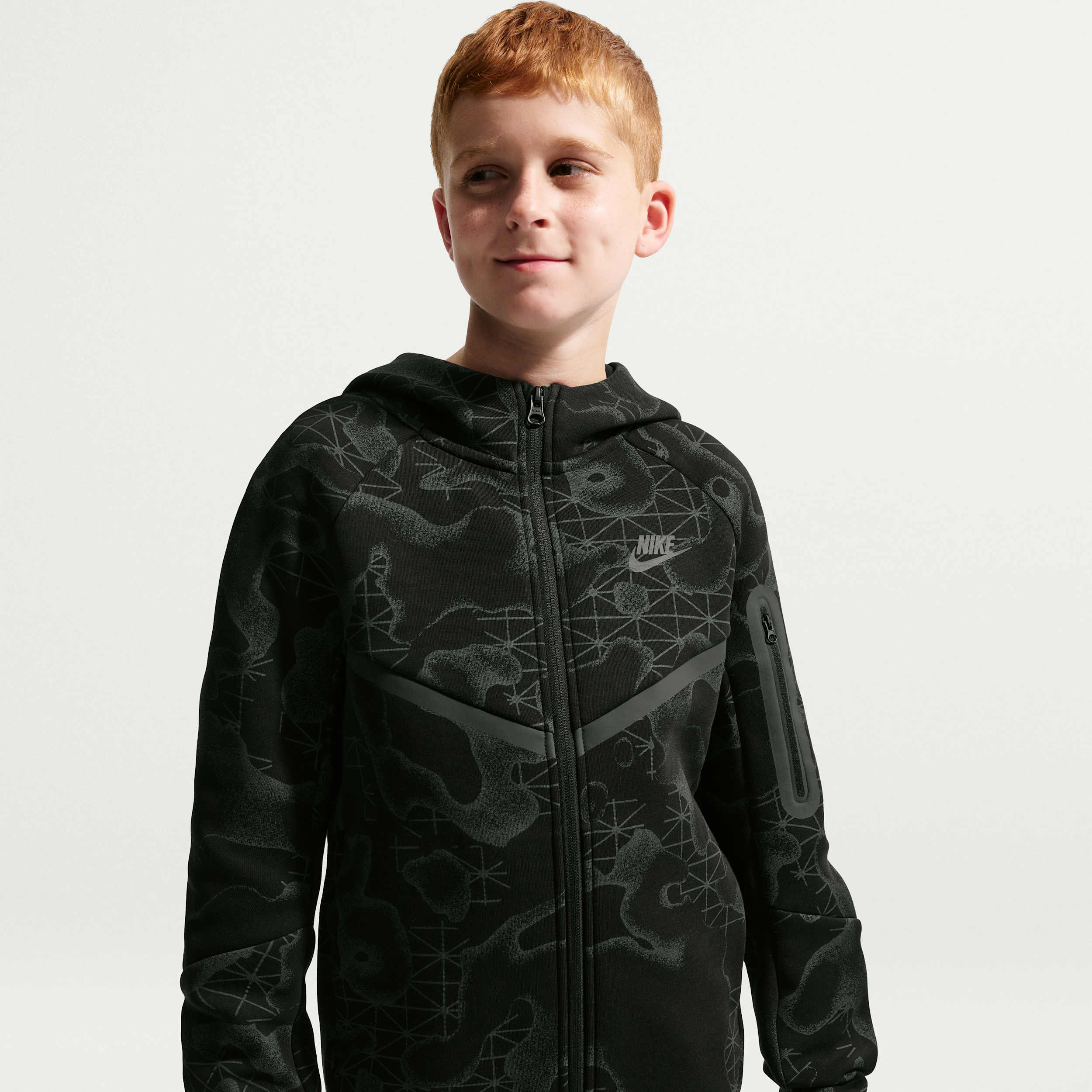 Nike Tech Fleece Big Kids' (Boys') Full-Zip Hoodie in Black | IU4392-010
