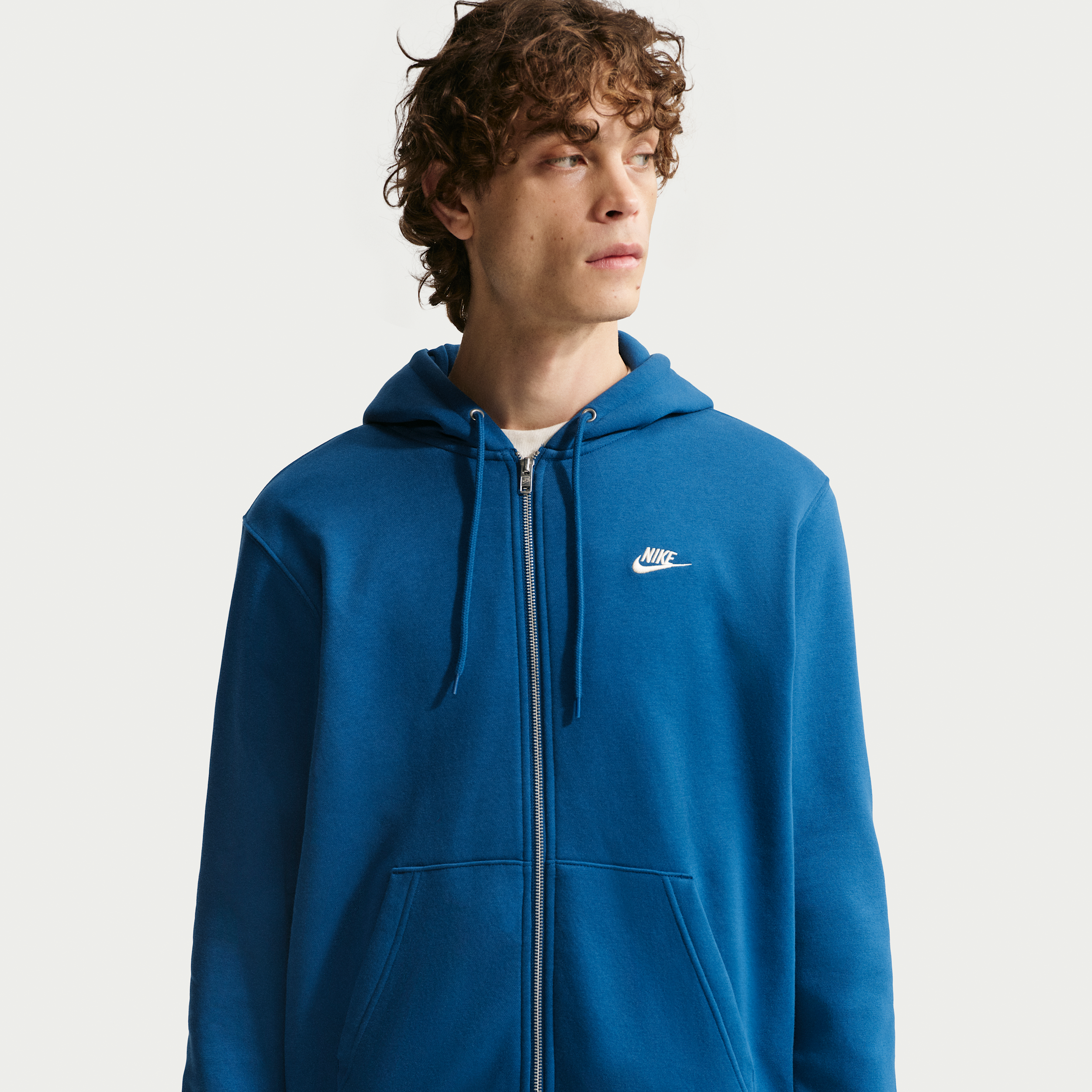 Nike Mens Club Full-Zip Hoodie - - Court Blue / Court Blue / Lt Khaki Size XS