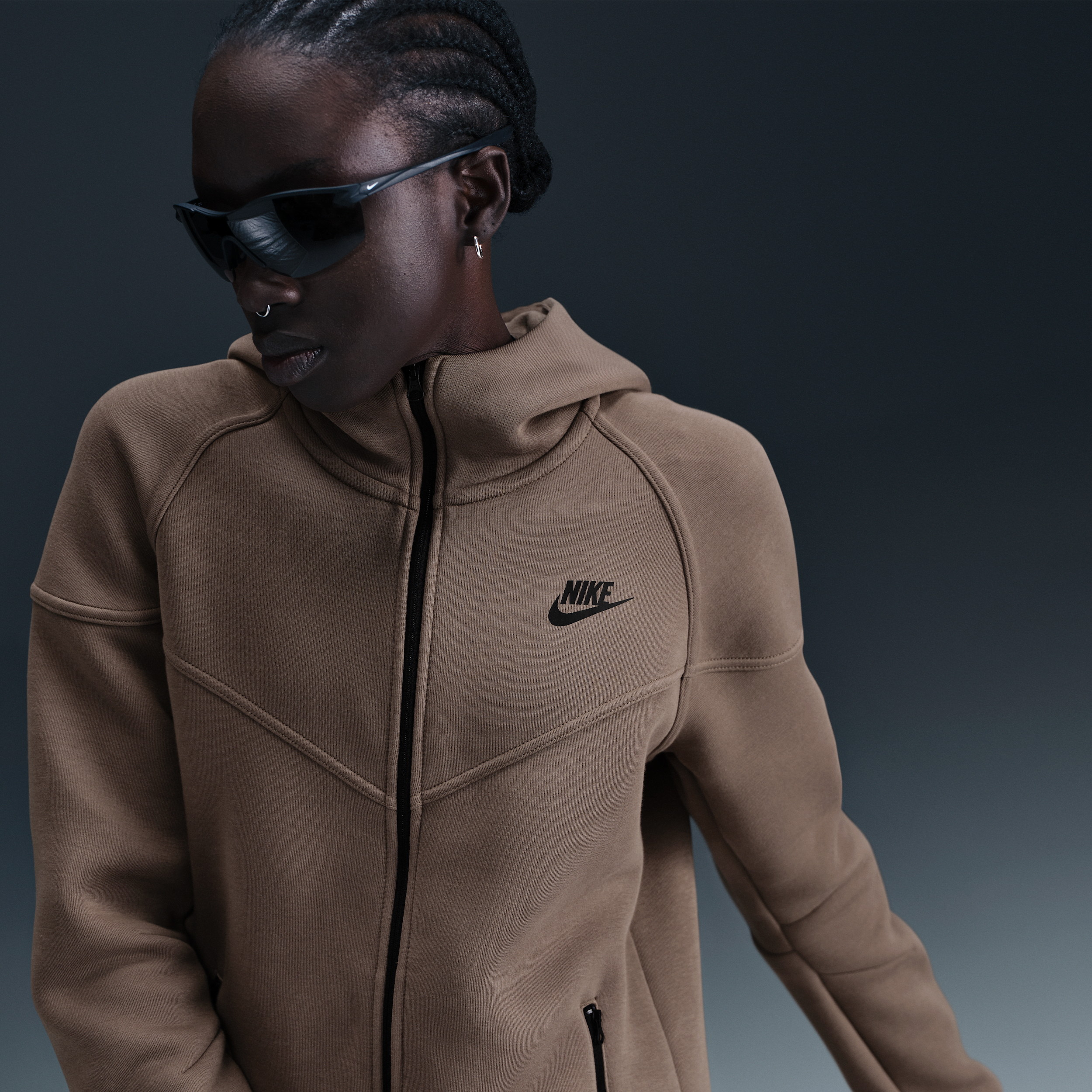 Nike Sportswear Tech Fleece Windrunner Zip Hoodie In Brown