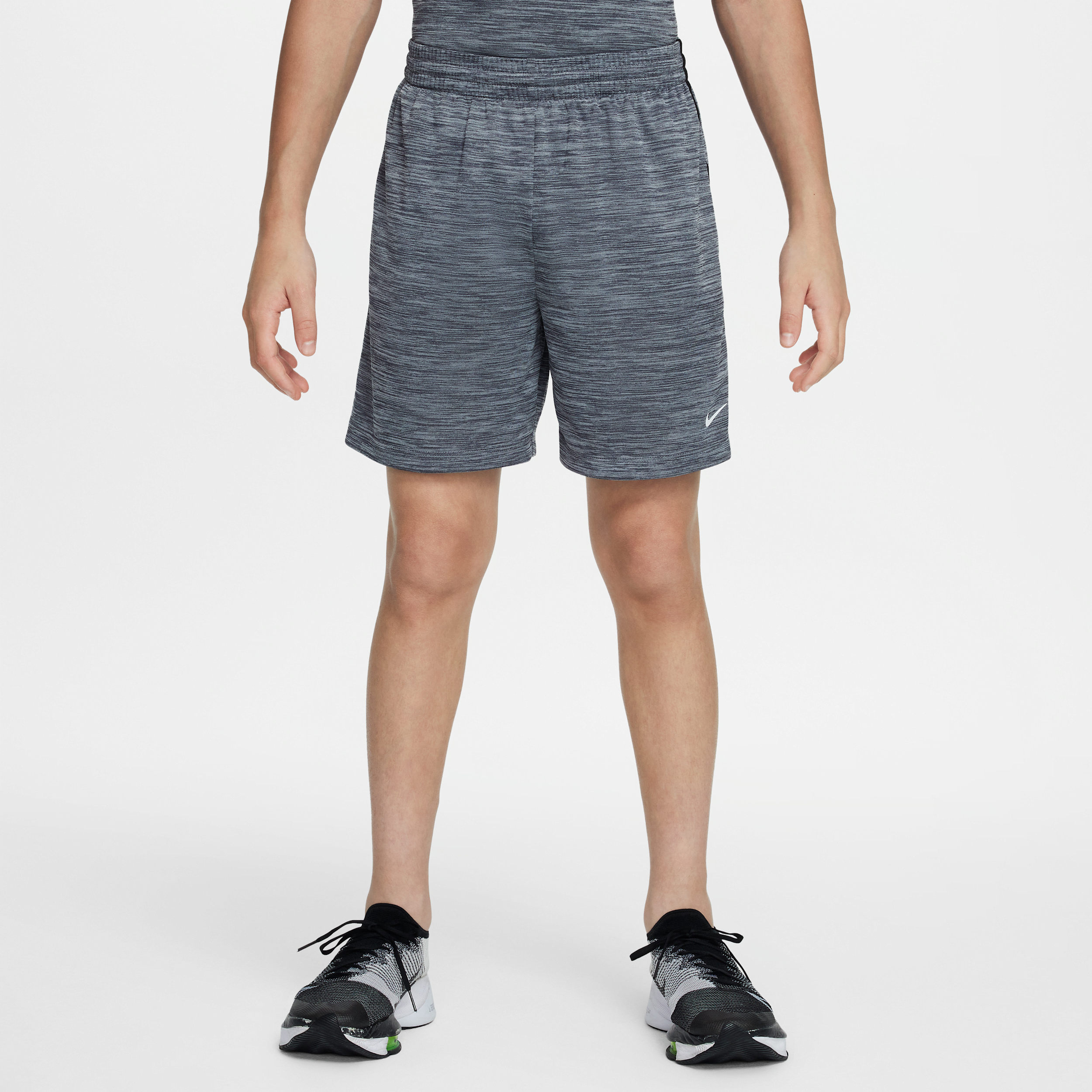 Nike Boys' Multi Heather Dri-FIT Shorts, Medium, Black/Lt Smoke Grey