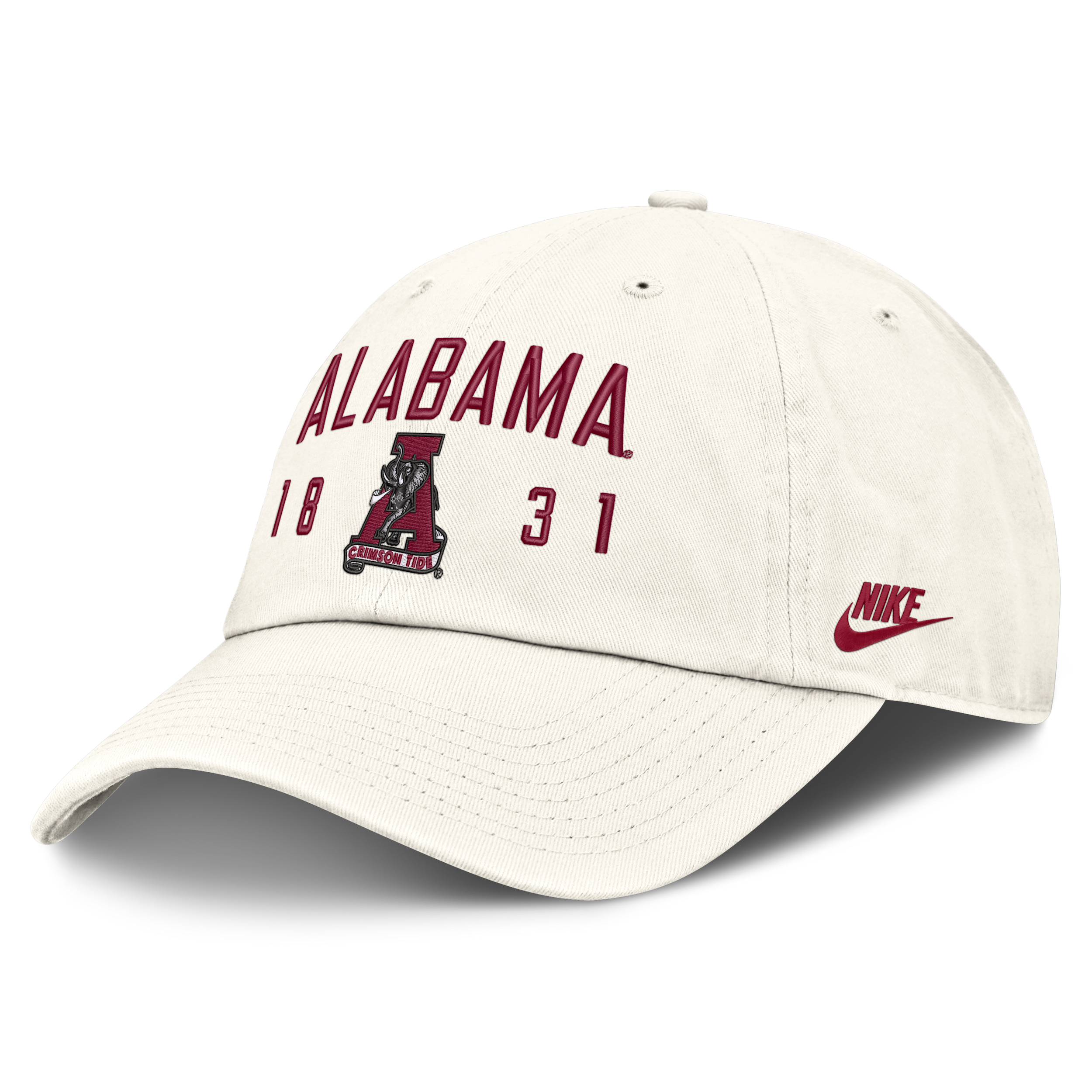 Alabama Natural Club Nike Men's College Adjustable Hat in White | NC0111KABV-3WA