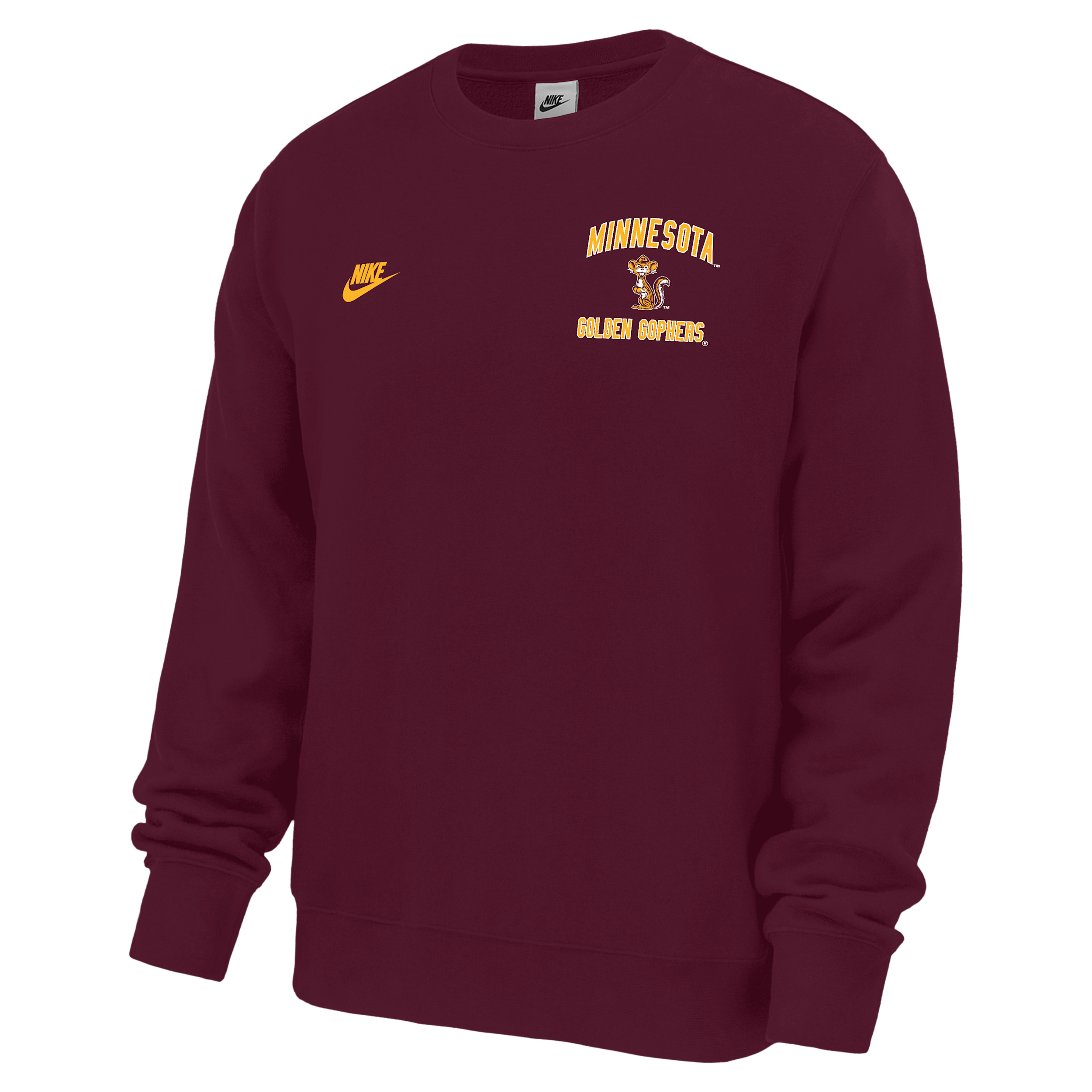 Minnesota Golden Gophers Club Nike Men's Football Fleece Crew-Neck Sweatshirt in Red | M33234P398MINN-DPM